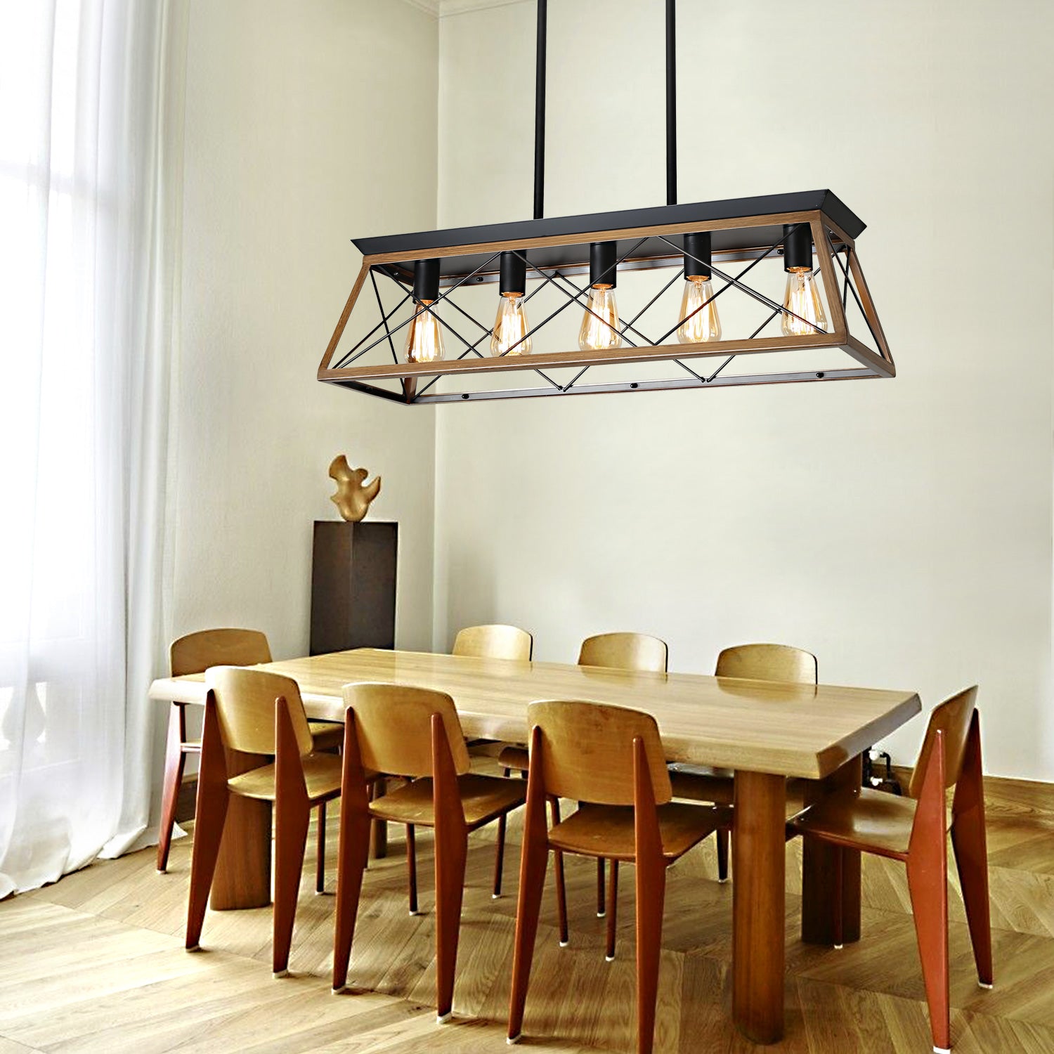 Meridian Forge Pendant - Walnut (No Bulbs)