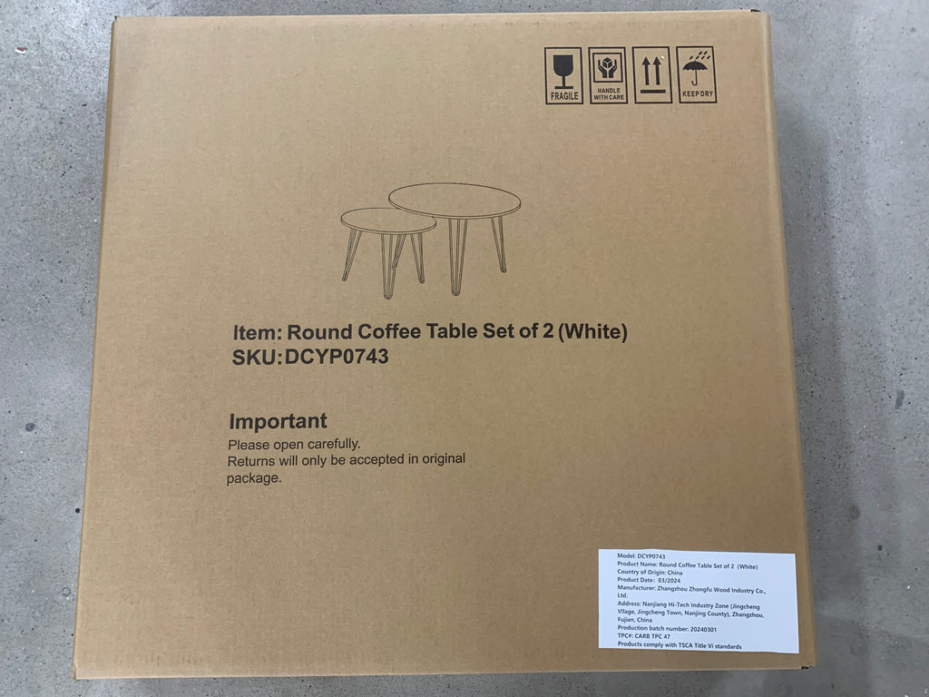 2 Set Round Nesting Coffee Table (White)