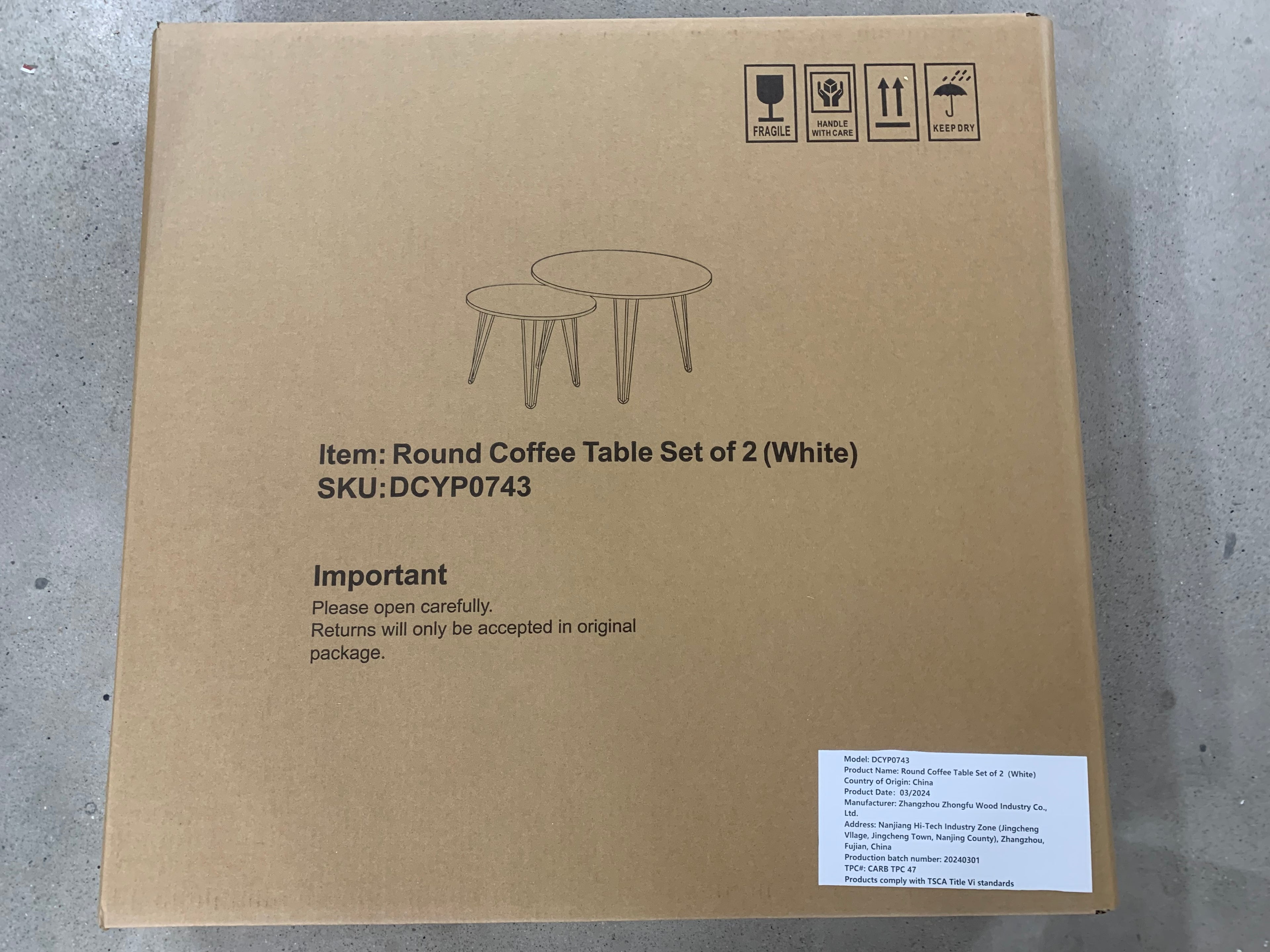 2 Set Round Nesting Coffee Table (White)