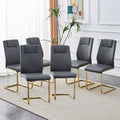 Set of 6 Chic Faux Leather Cushioned Chairs w/ Metal Legs (Gray)