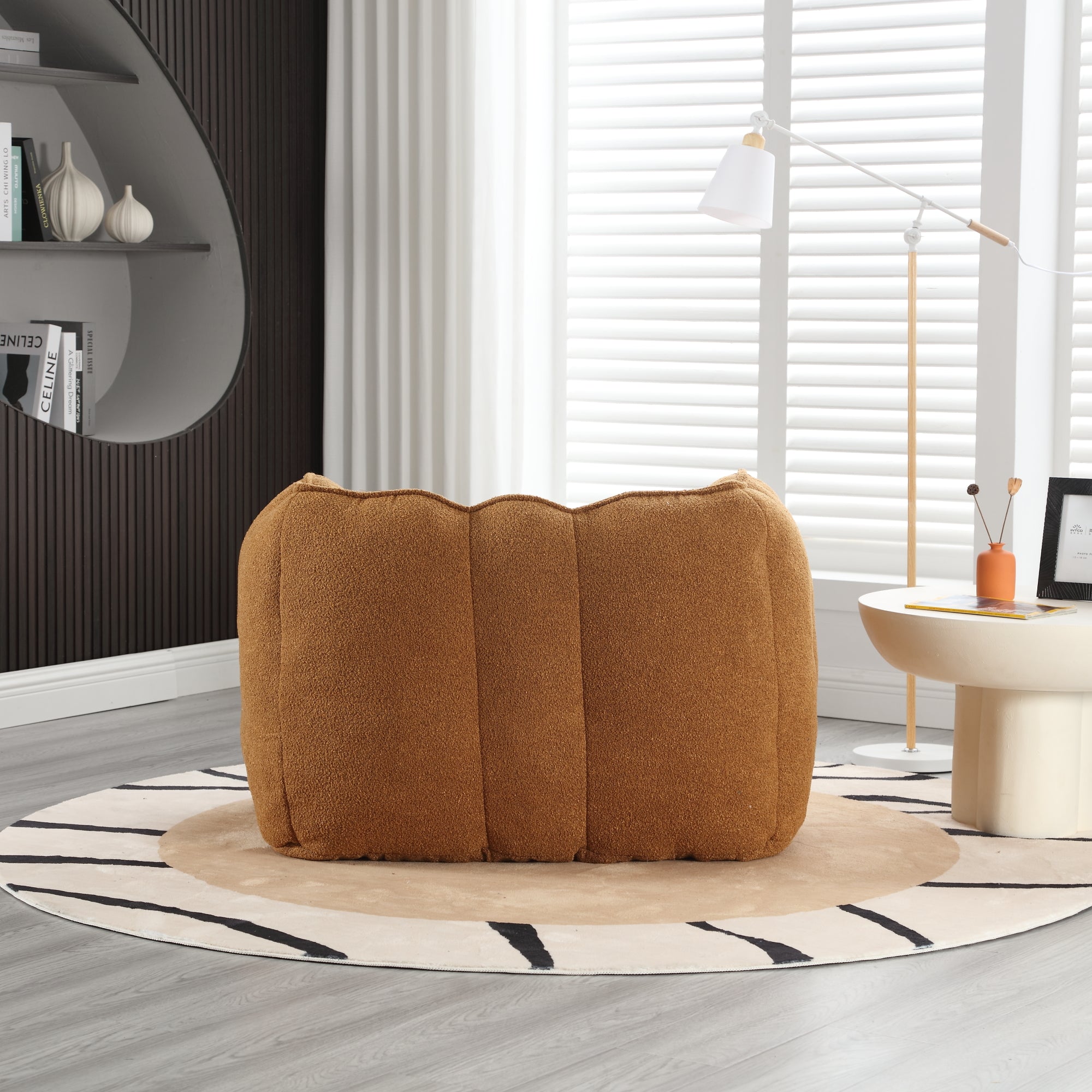 Plush Foam Lounger w/ Ottoman (Khaki)