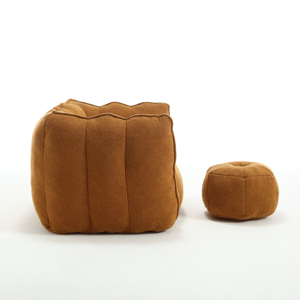 Plush Foam Lounger w/ Ottoman (Khaki)