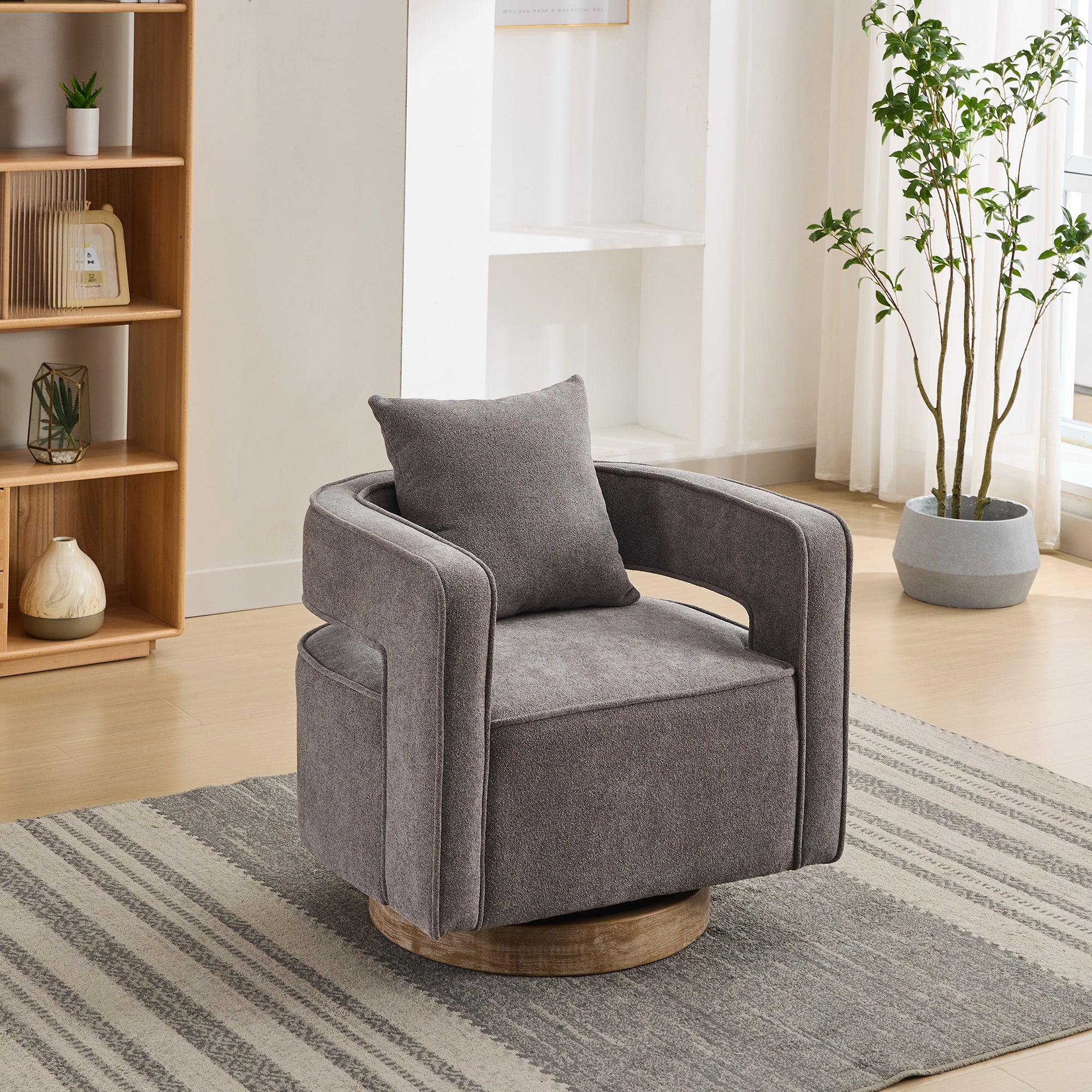 Swivel Accent Open Back Chair (Charcoal)