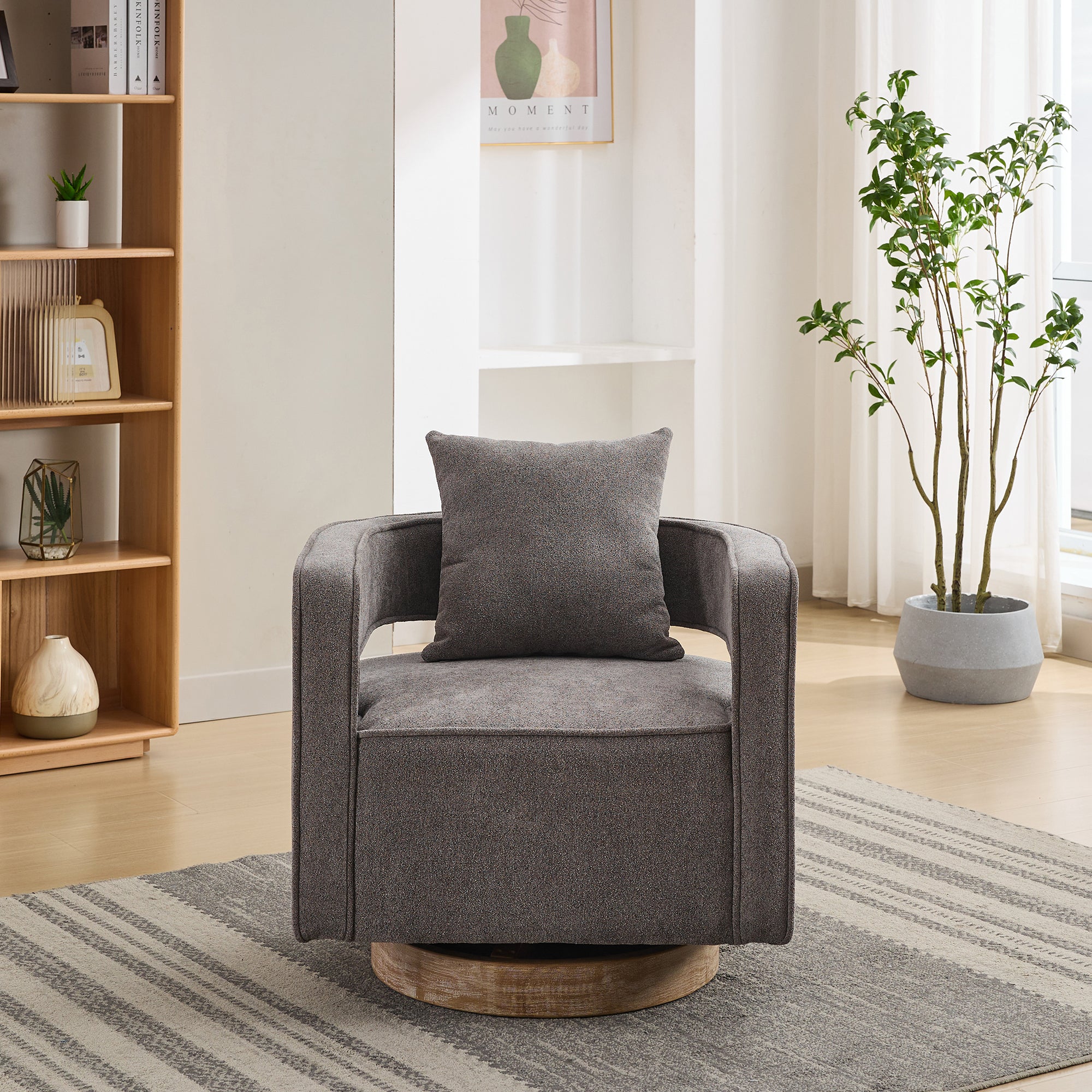 Swivel Accent Open Back Chair (Charcoal)