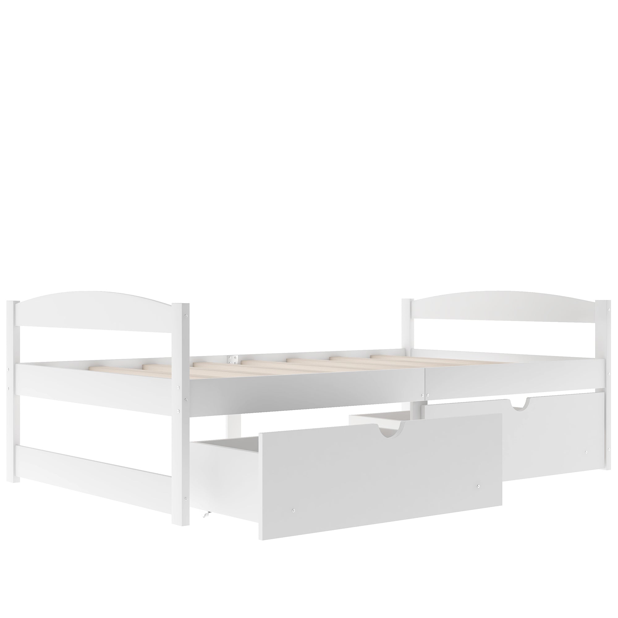 Twin size platform bed w/ two drawers (White)