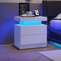 Modern LED Nightstand w/ 2 Drawers (White)