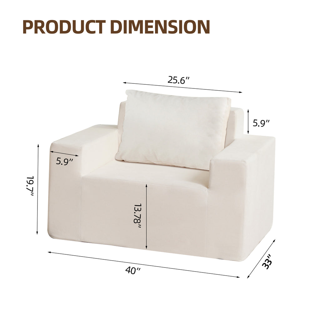 Foam Sofa Couch w/ Pillow (White)