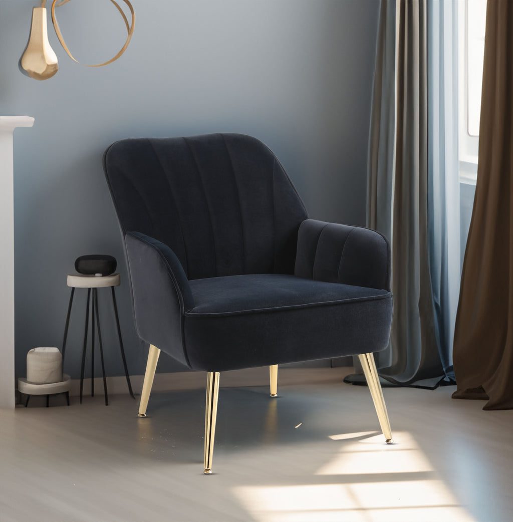 Modern Mid Century Velvet Sherpa Armchair (Black)