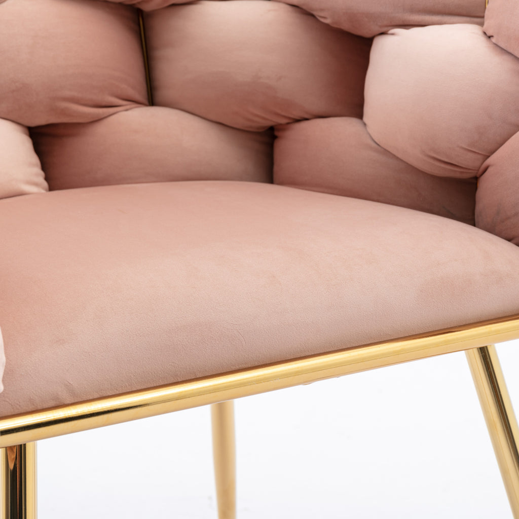 Set of 2 Luxury velvet single sofa bedroom chair (Pink)