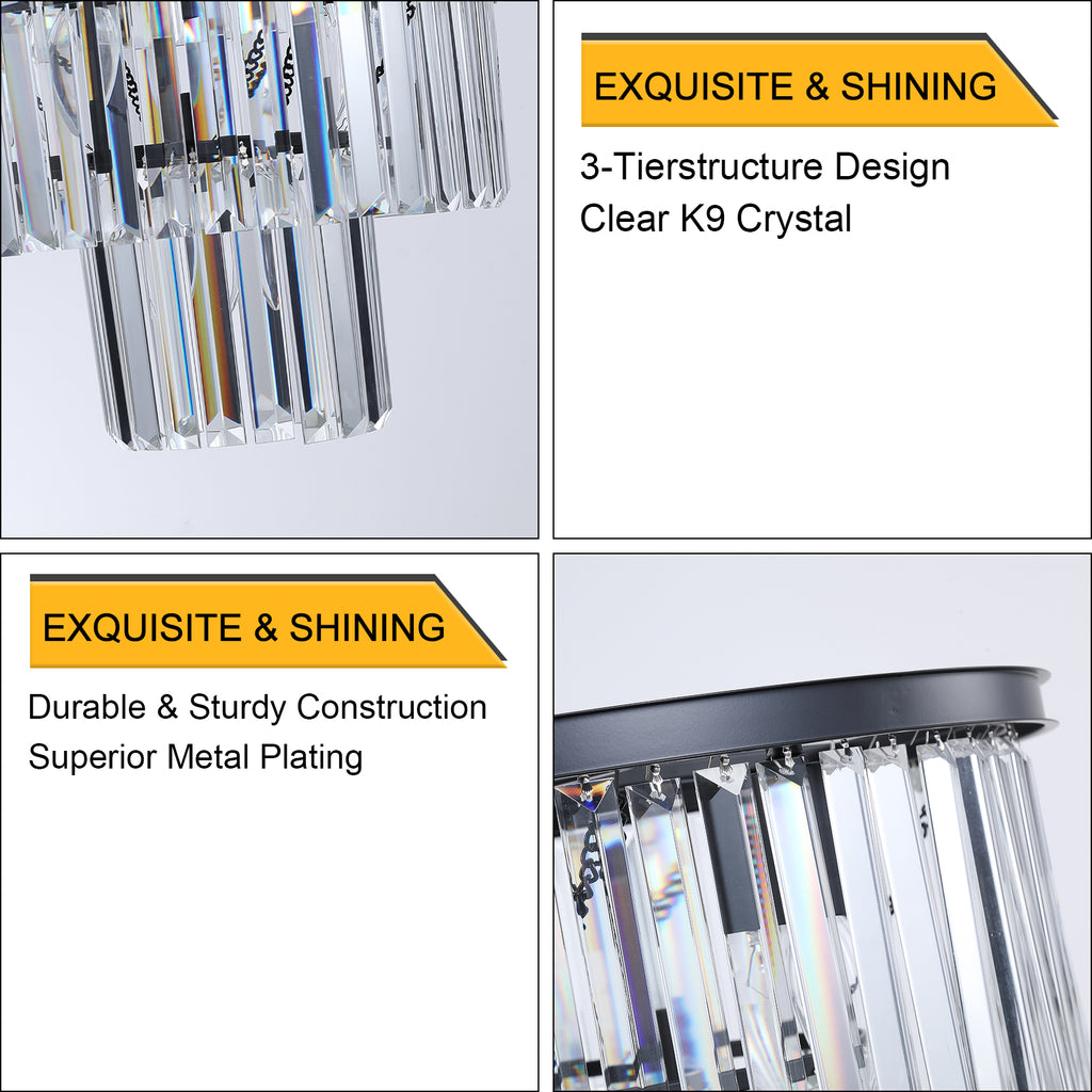 Modern Black Crystal Chandelier