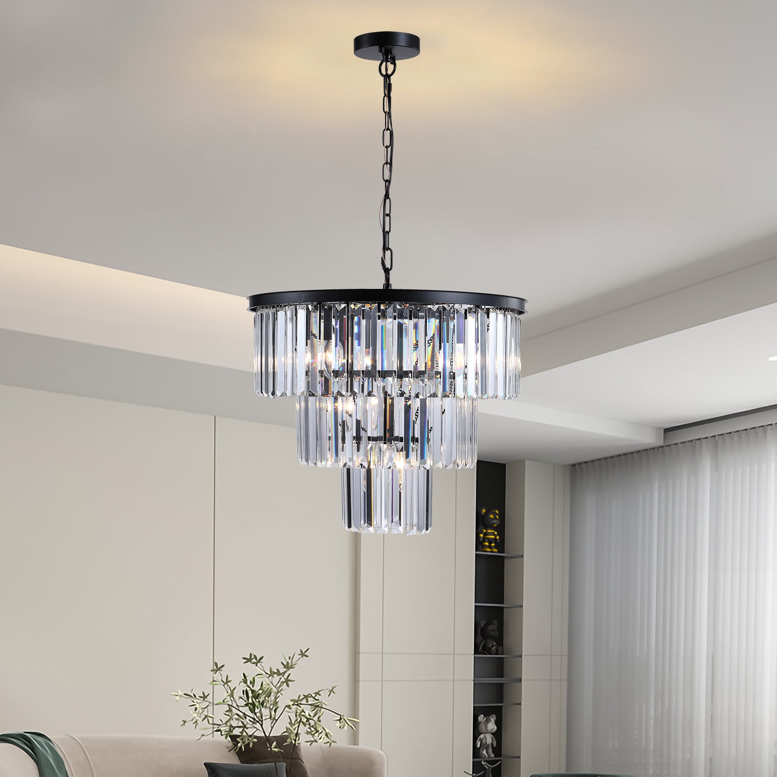 Modern Black Crystal Chandelier