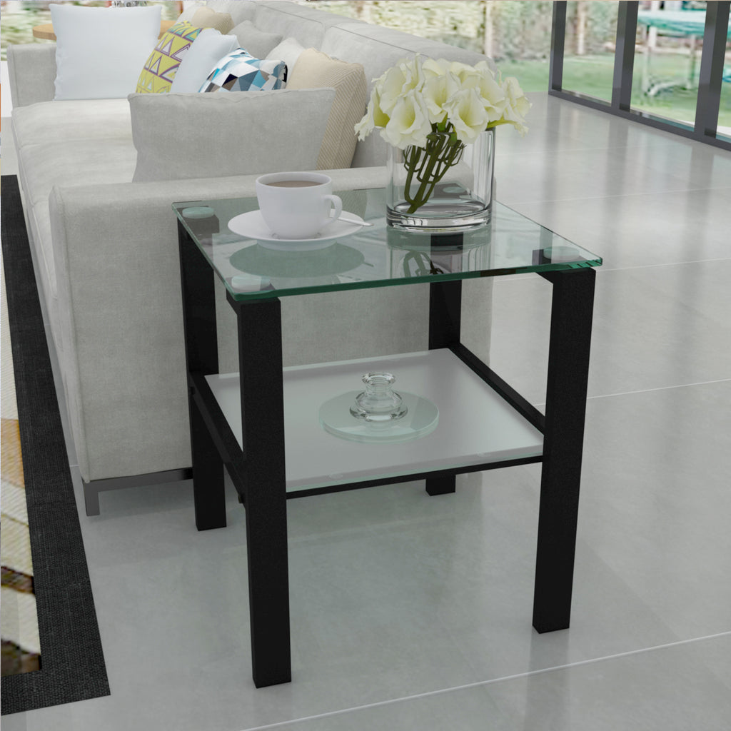 Simple 2 Layer Glass End Table