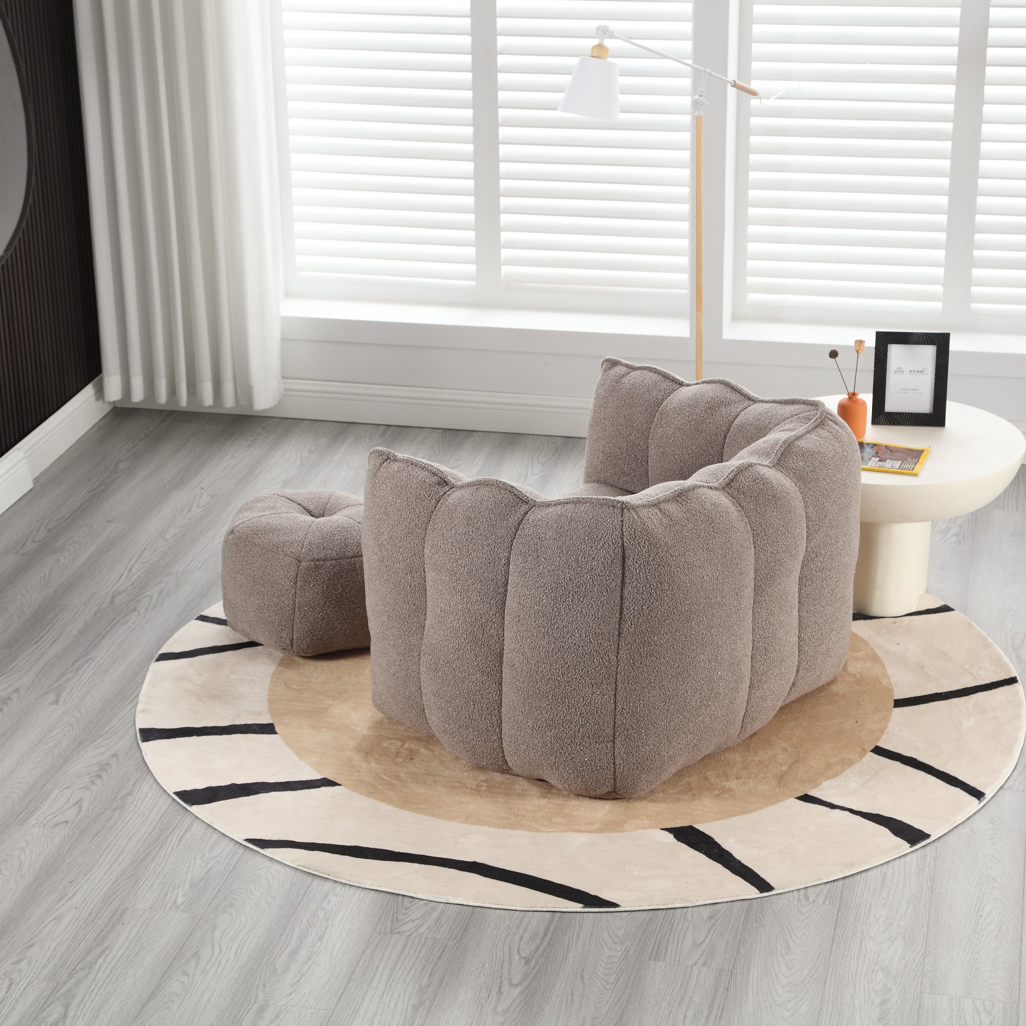 Plush Foam Lounger w/ Ottoman (Coffee)