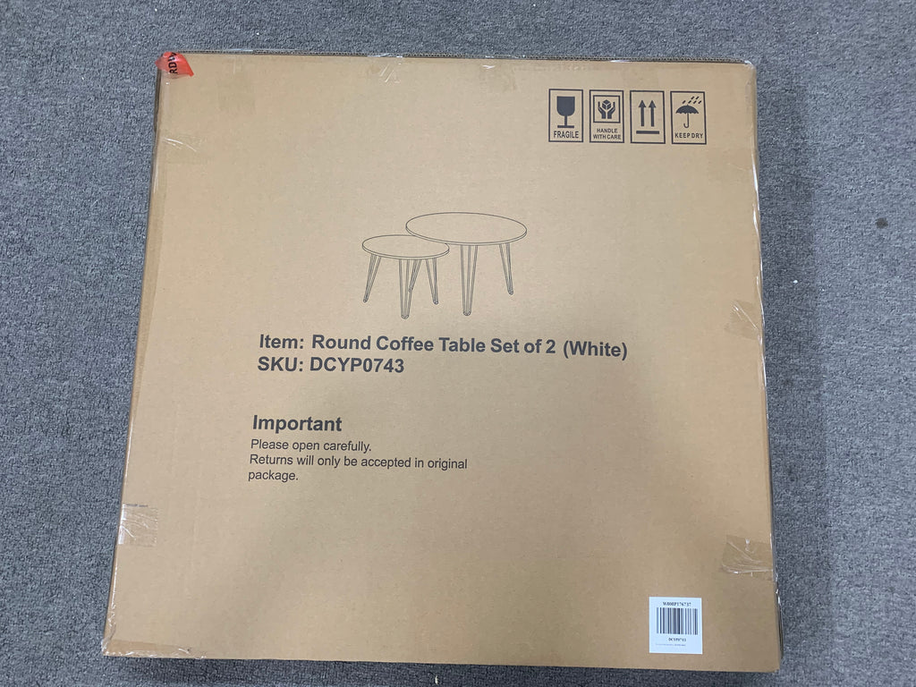 2 Set Round Nesting Coffee Table (White)