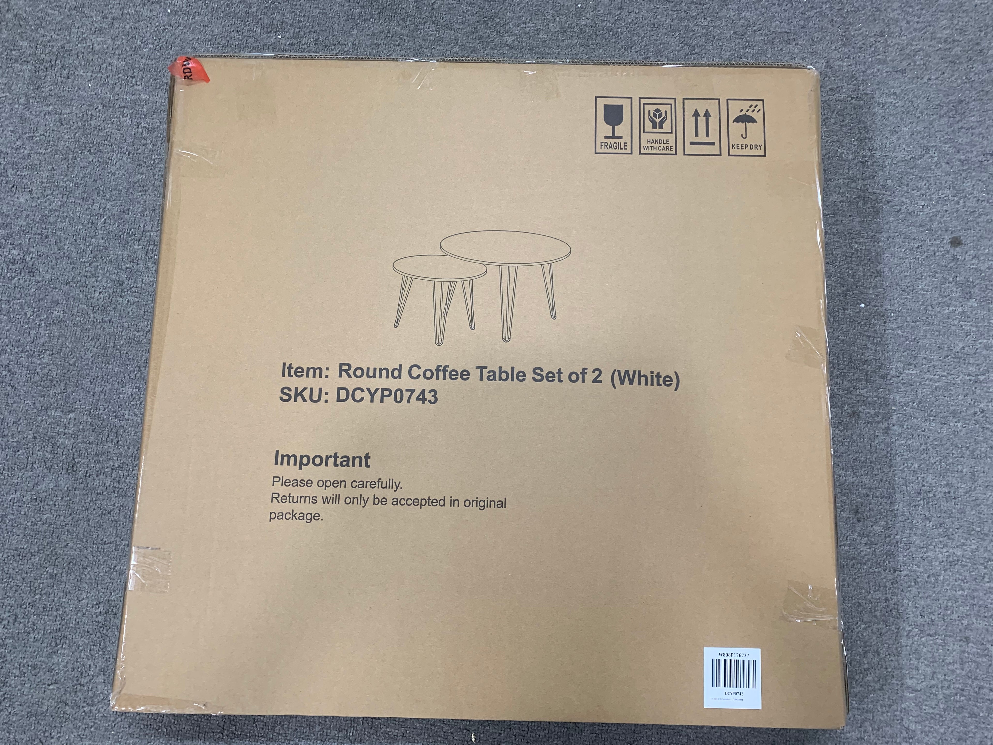 2 Set Round Nesting Coffee Table (White)