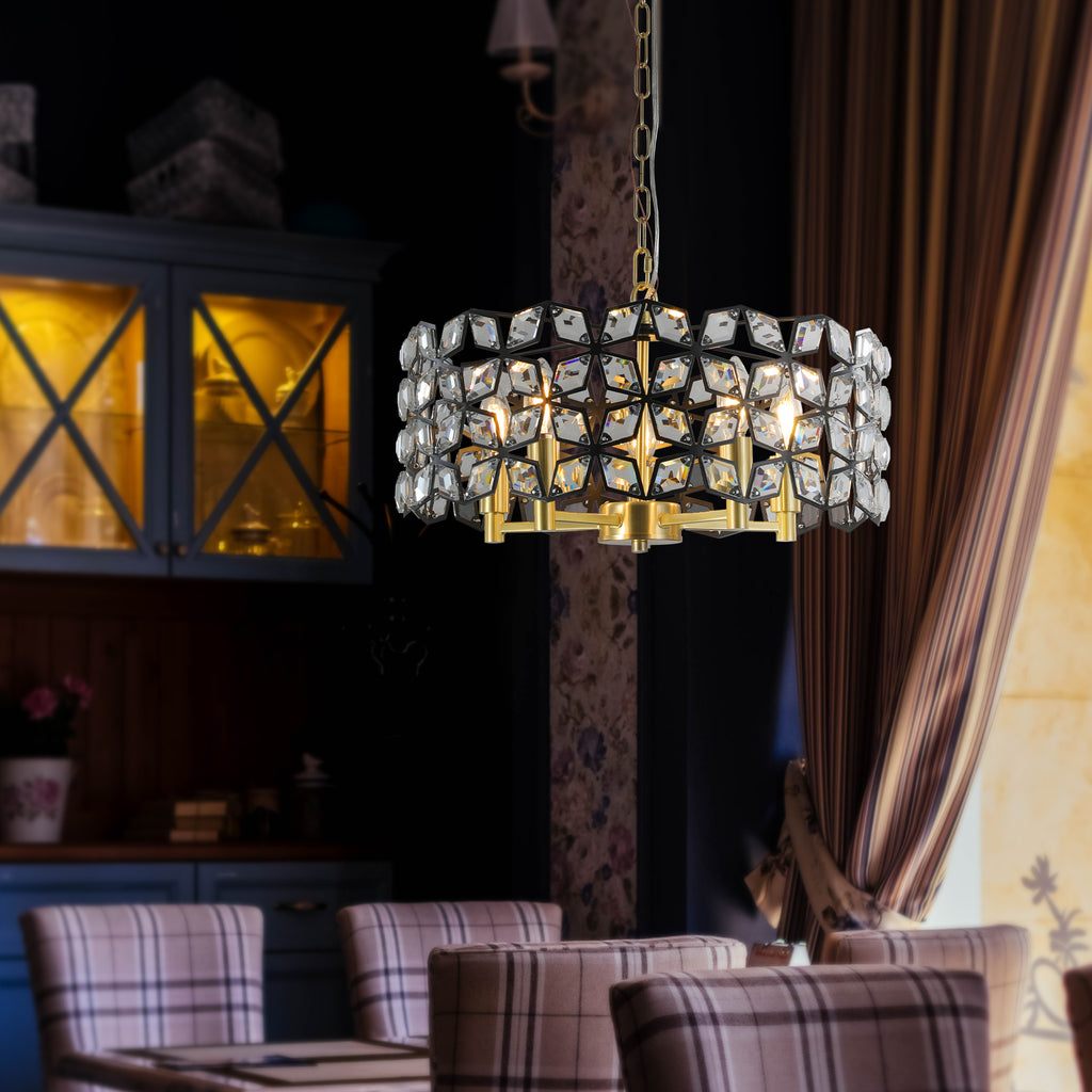 Modern Crystal Chandelier Light Fixture (Black)