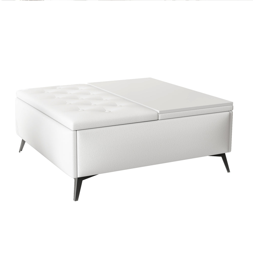 35 inch Square Storage Bench/Coffee Table (White)