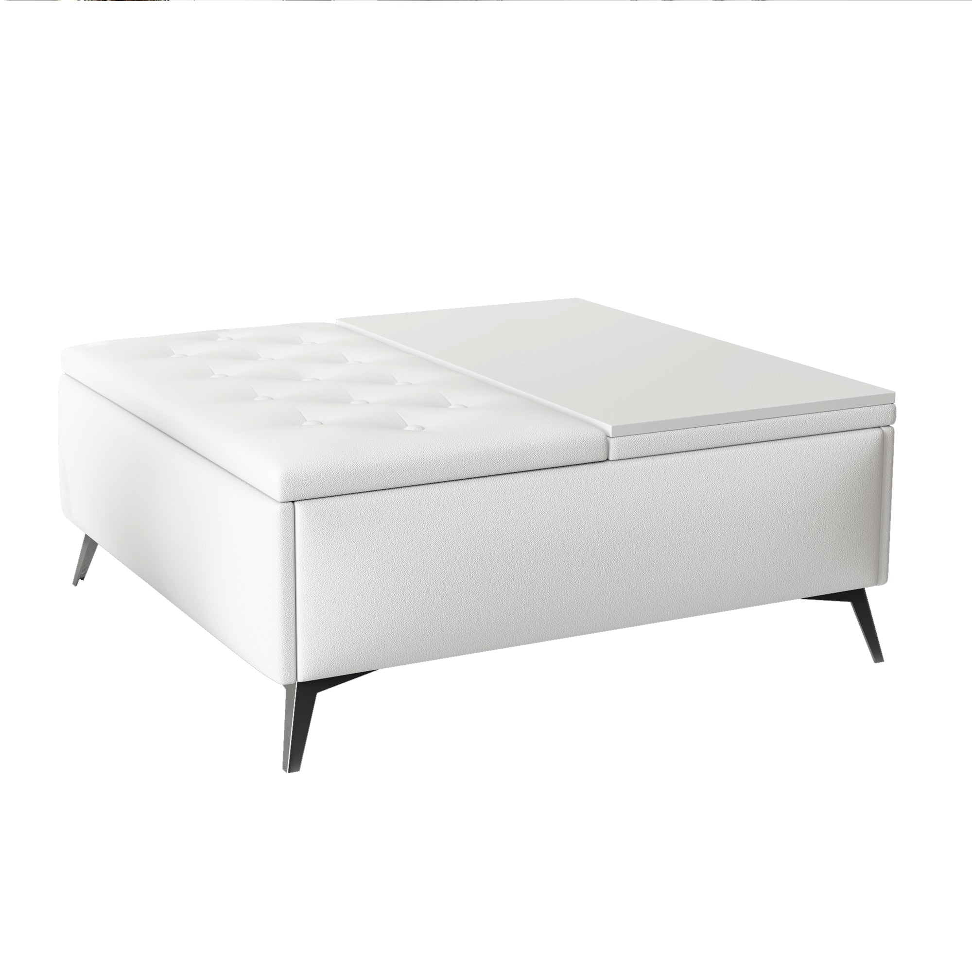 35 inch Square Storage Bench/Coffee Table (White)