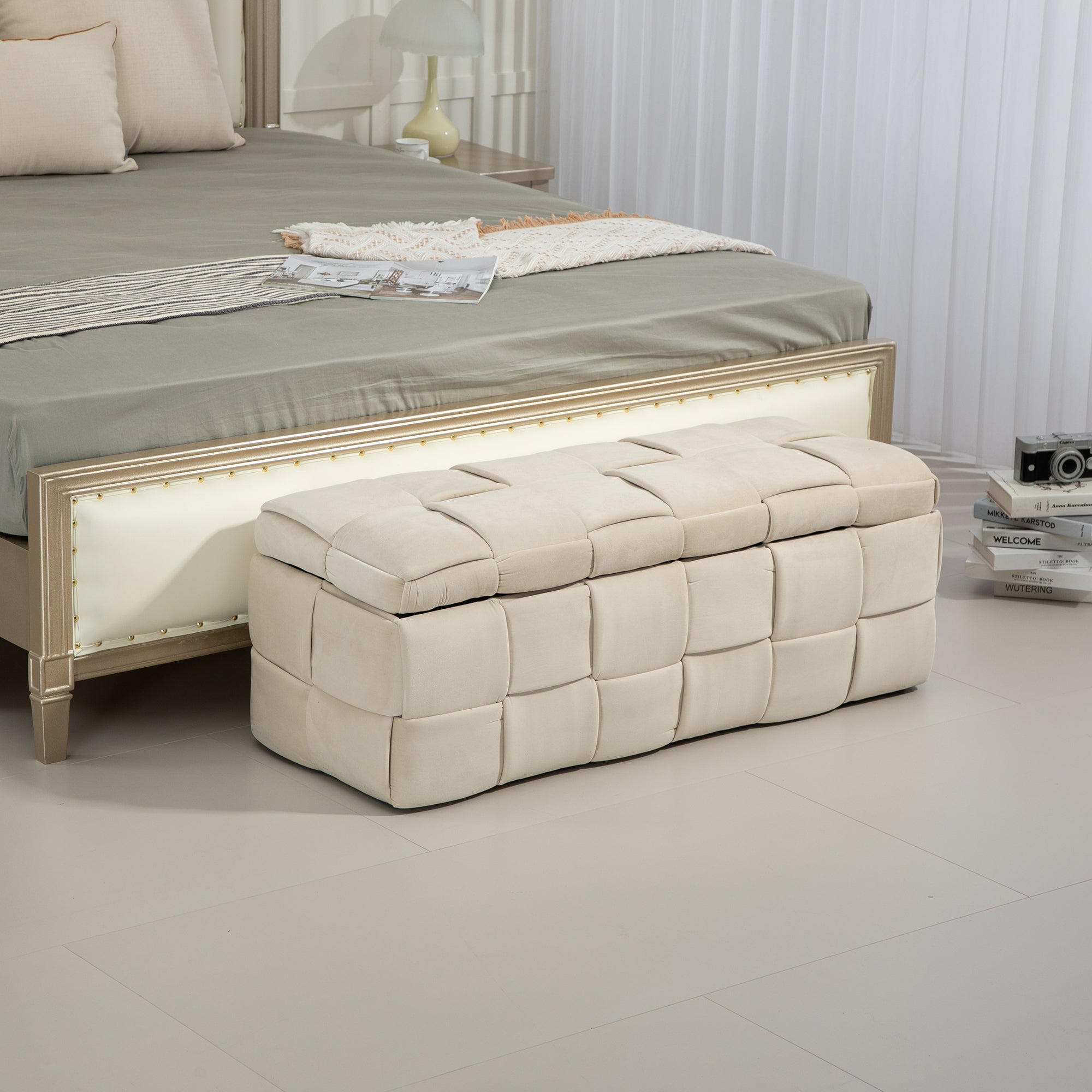 COOLMOR Ottoman chair w/ Storage (beige)