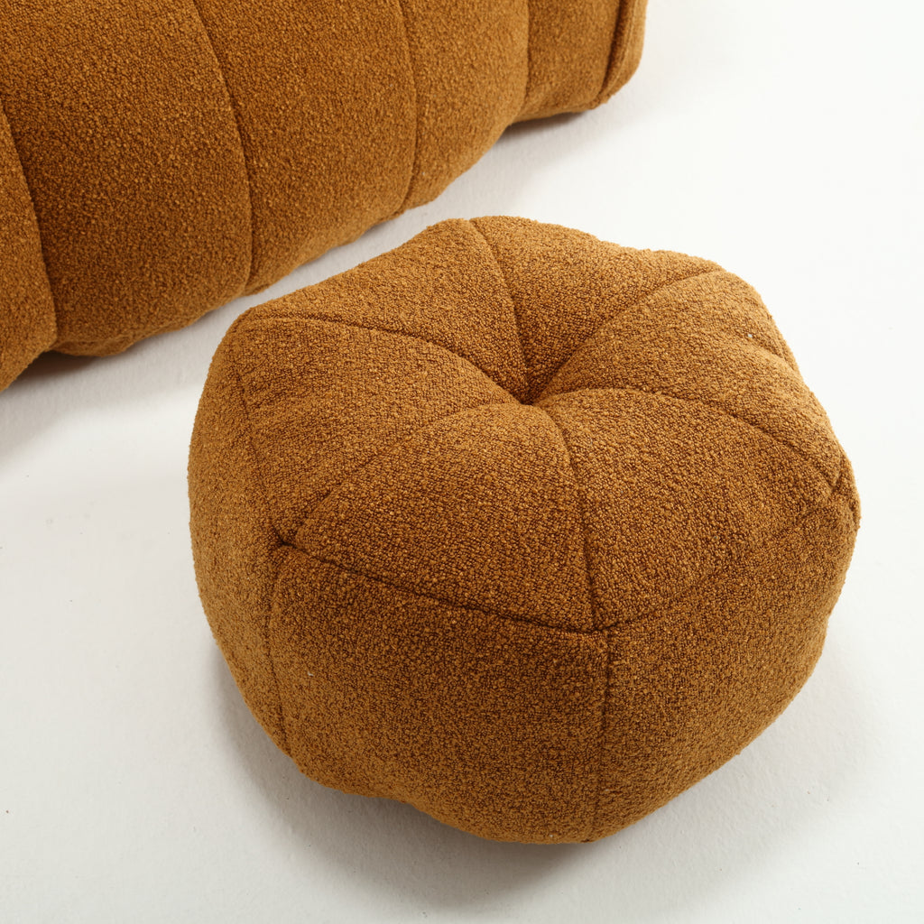 Plush Foam Lounger w/ Ottoman (Khaki)