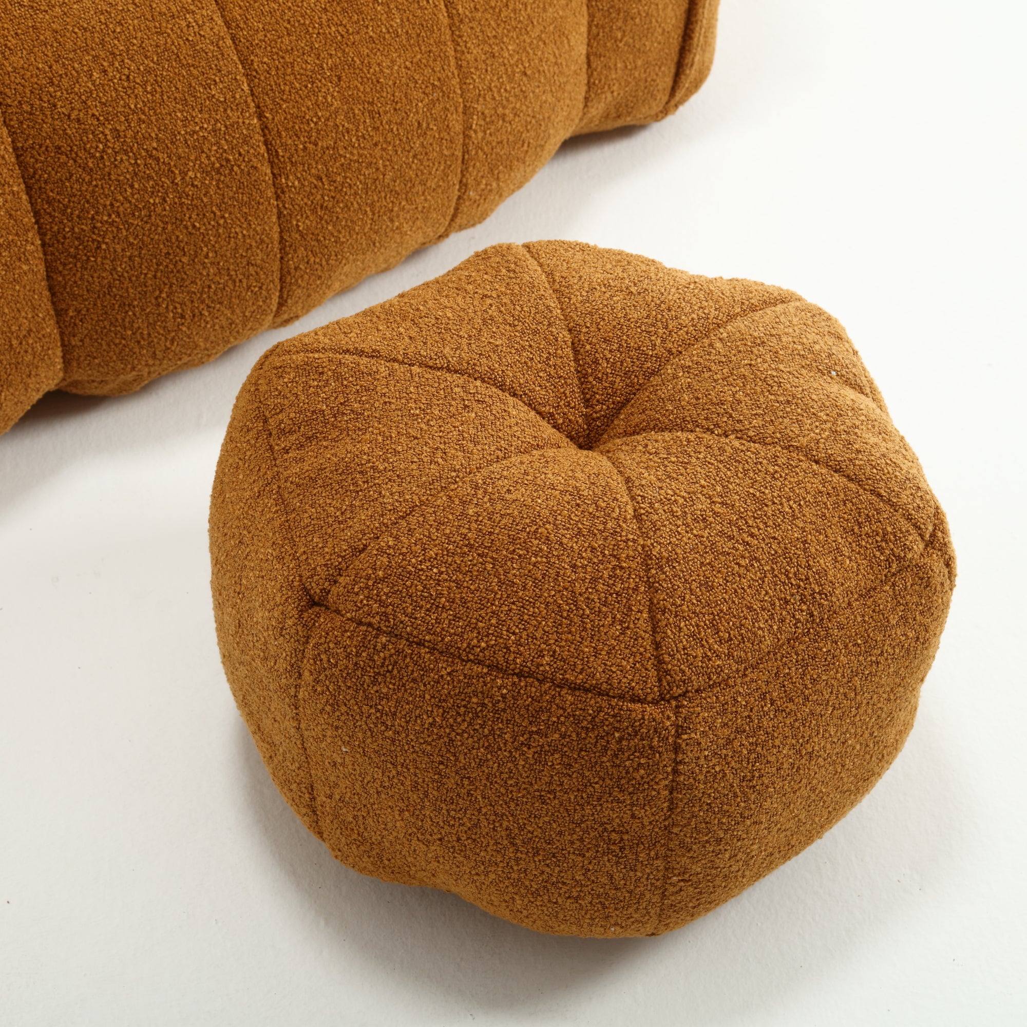 Plush Foam Lounger w/ Ottoman (Khaki)