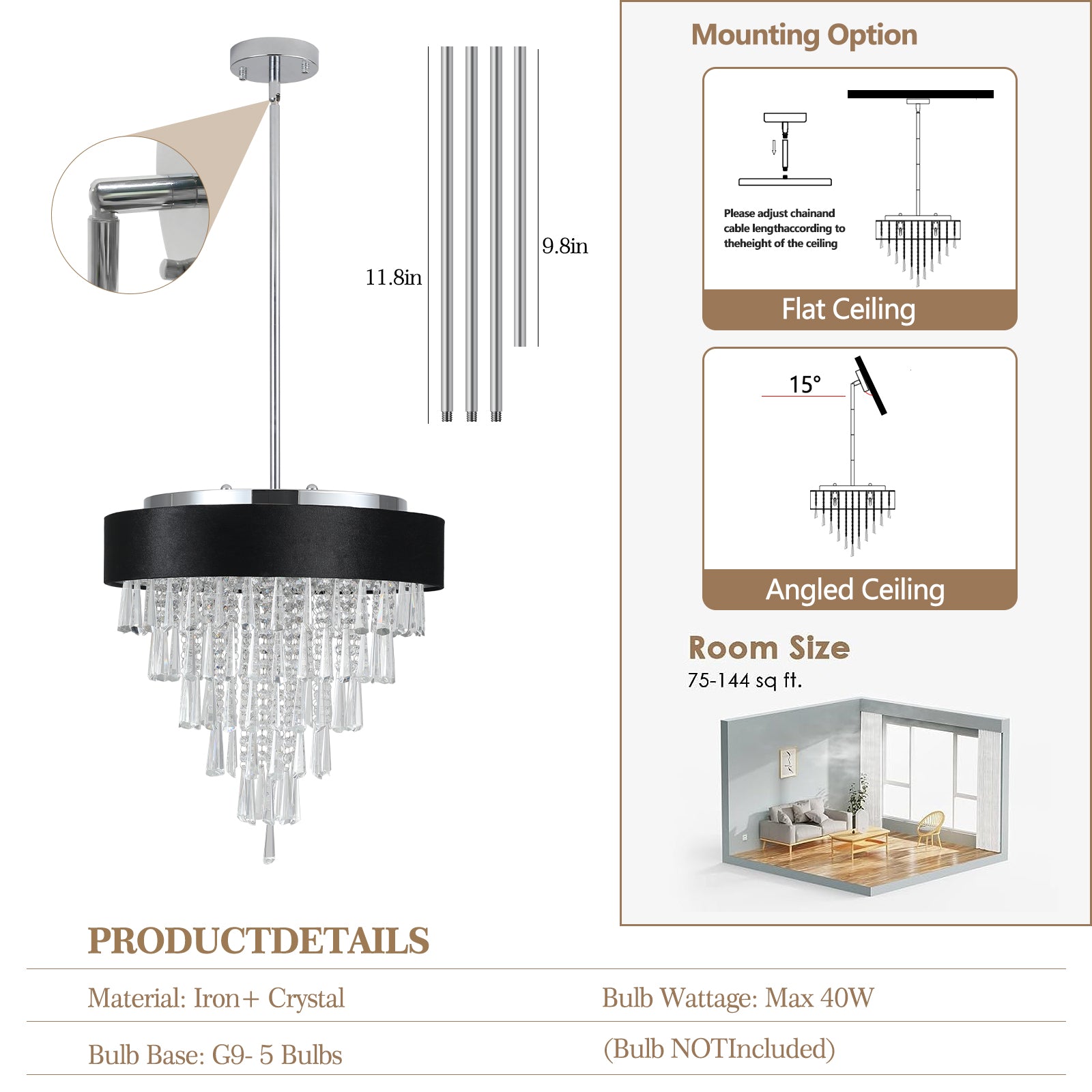 Three-Dimensional Octagonal Crystal Chandelier