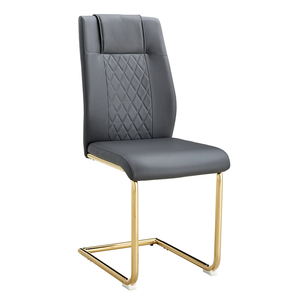 Set of 6 Chic Faux Leather Cushioned Chairs w/ Metal Legs (Gray)