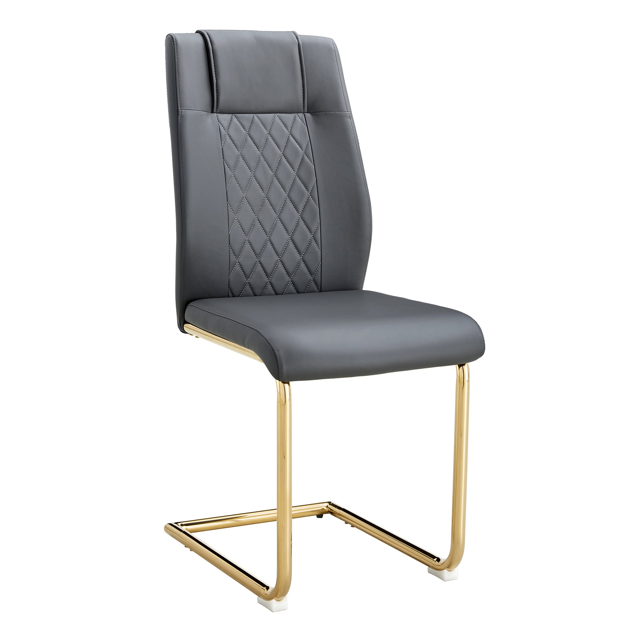 Set of 6 Chic Faux Leather Cushioned Chairs w/ Metal Legs (Gray)