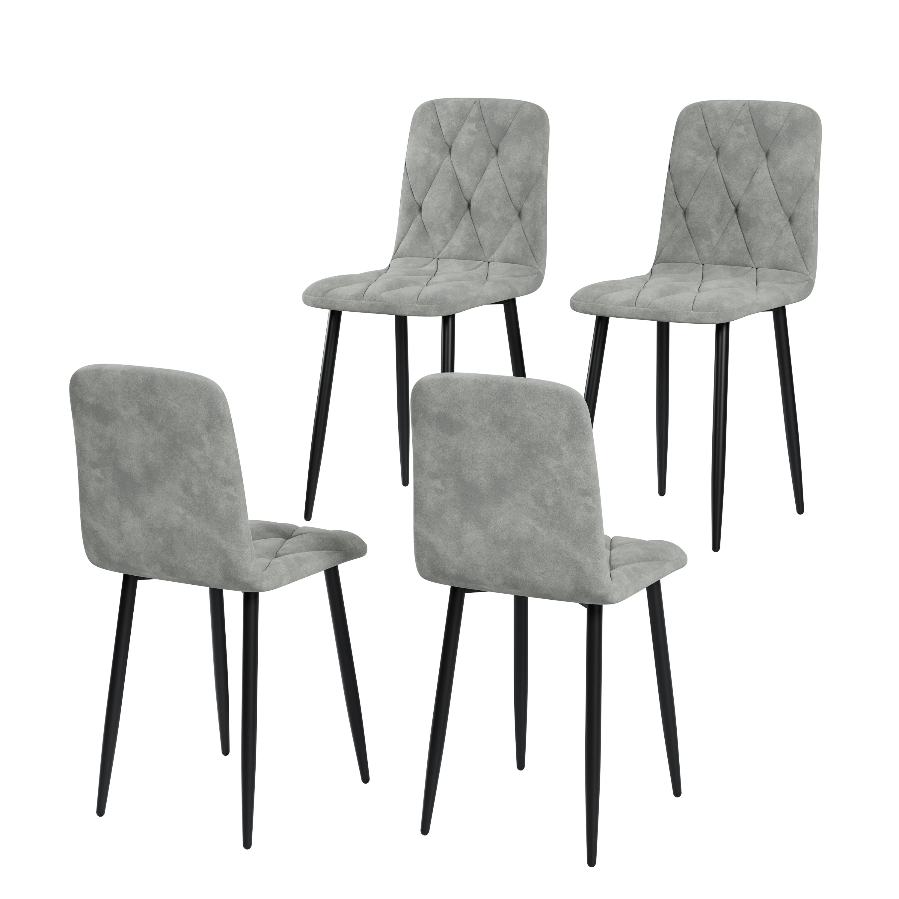 Sleek Velvet Dining Chairs - Set of 4 (Gray)