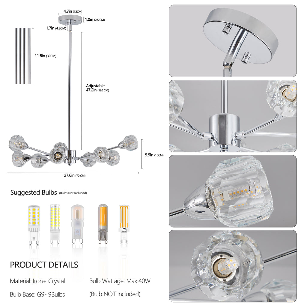 Crystal Chrome Chandelier