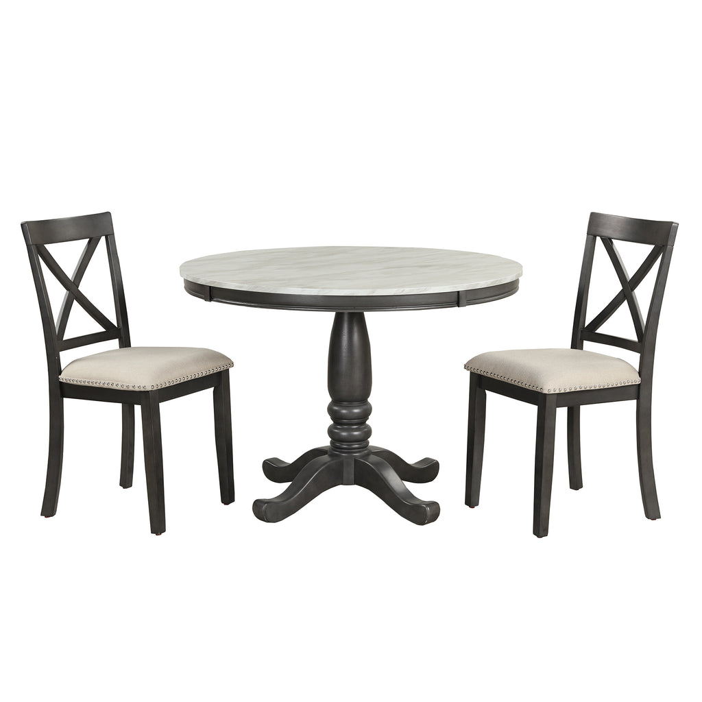 Orisfur 5 Piece Solid Wood Dining Table (Gray)