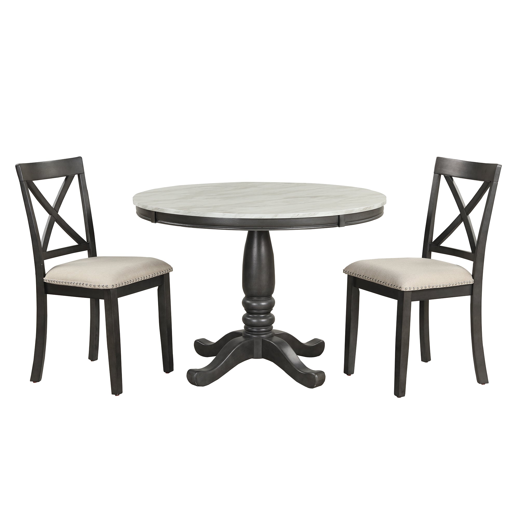 Orisfur 5 Piece Solid Wood Dining Table (Gray)