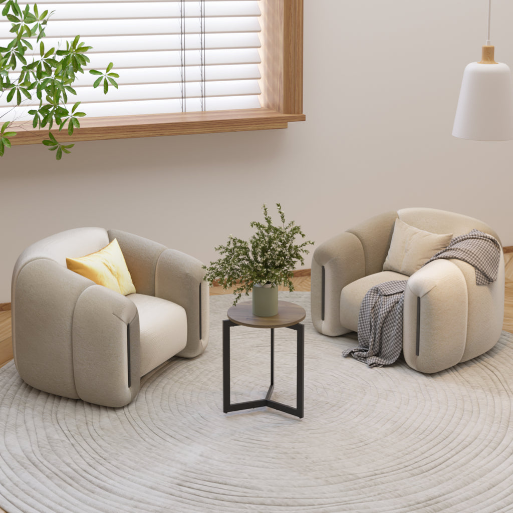 Round Accent End Table w/ Sturdy Metal Frame