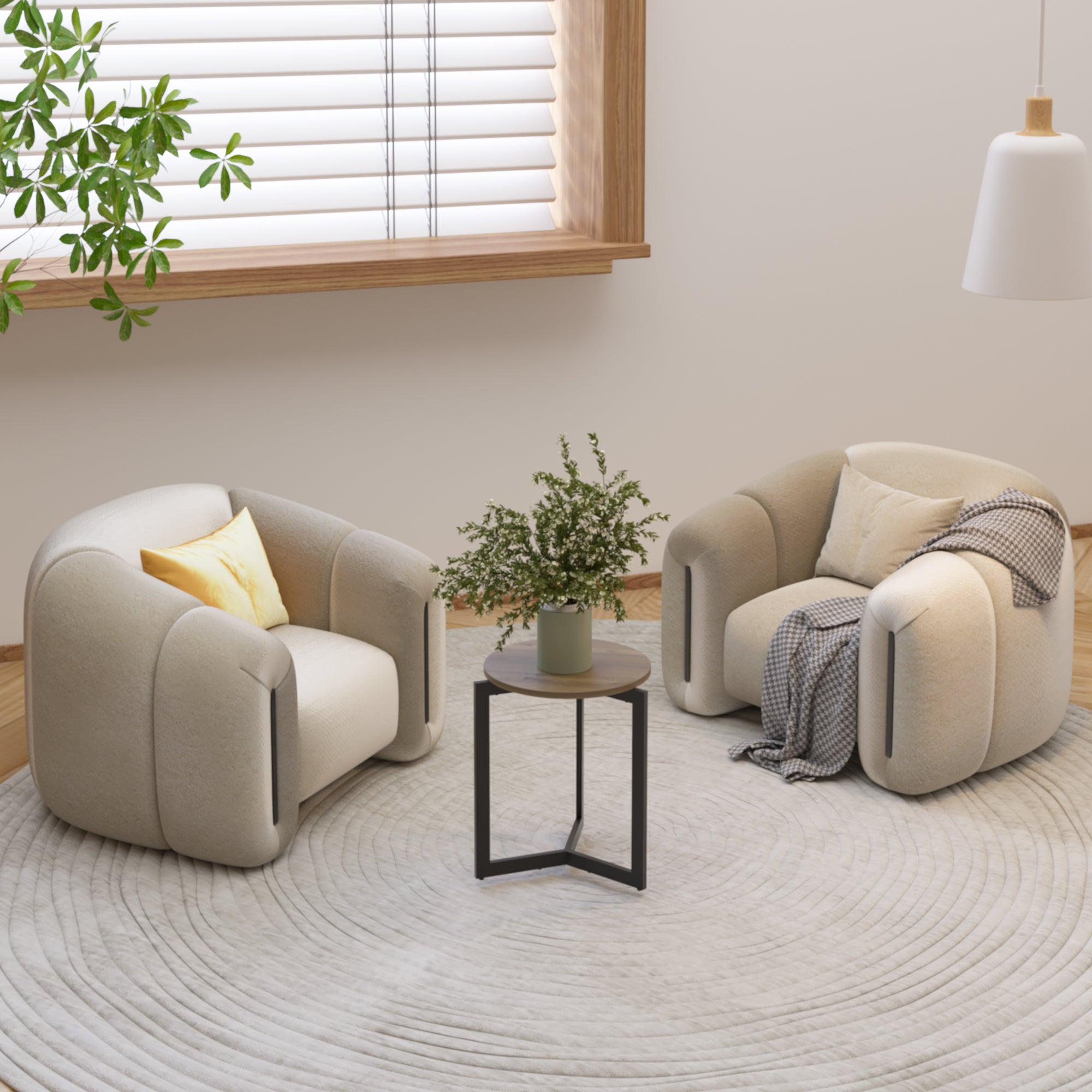 Round Accent End Table w/ Sturdy Metal Frame