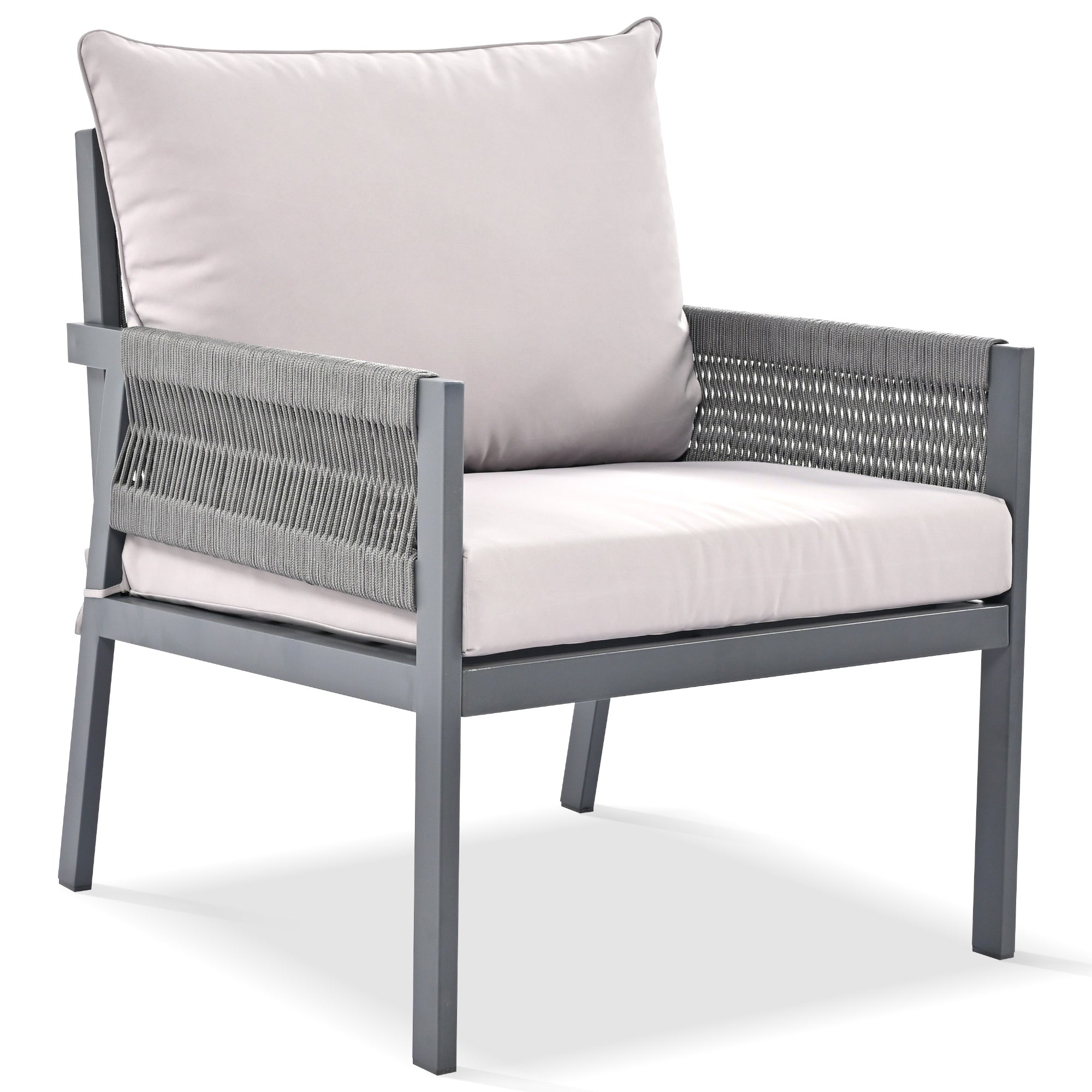 4 PC Rattan Patio Furniture Set (Beige Cushions)