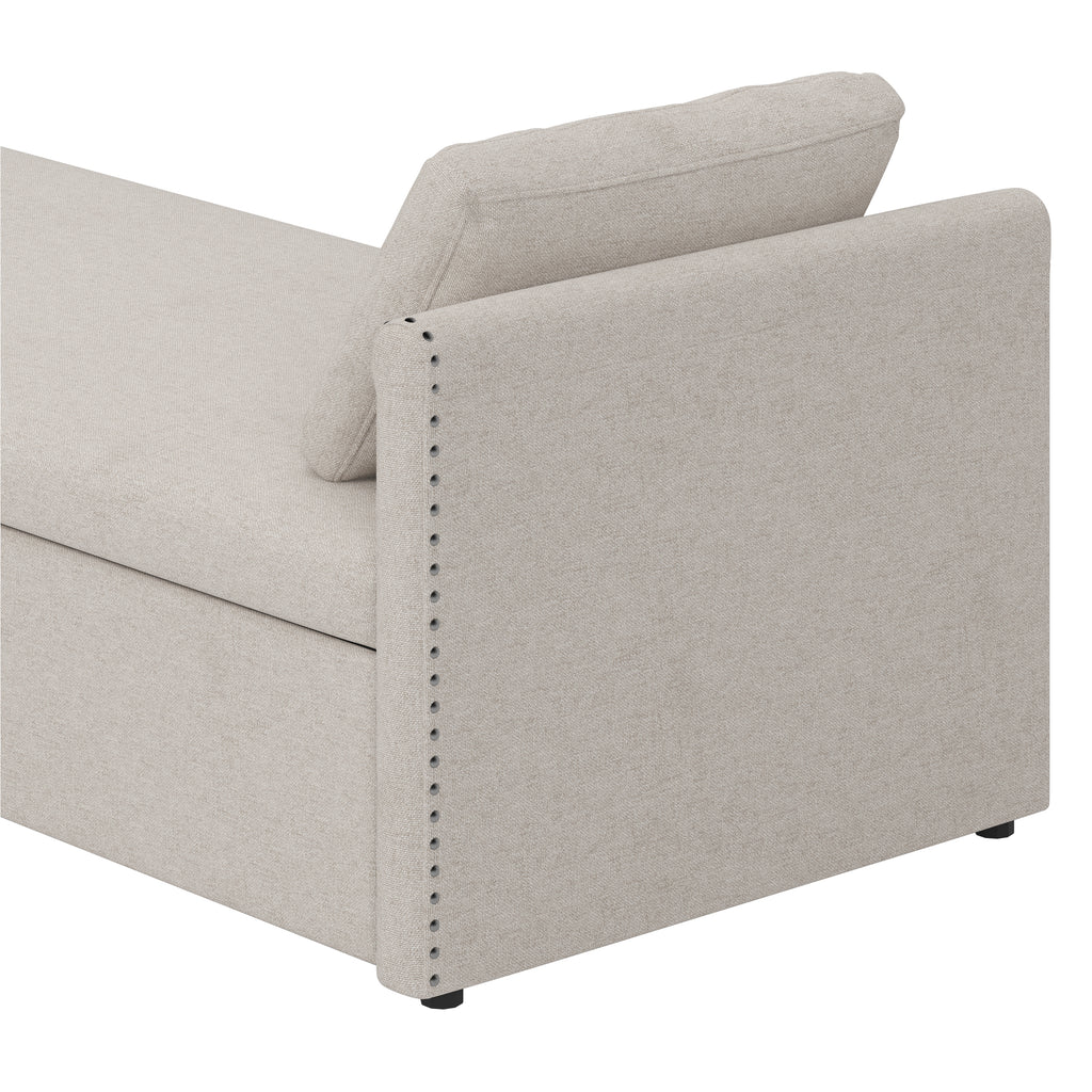 Modern Lounge Chair Sofa Bed w/ 2 Drawers - without mattress (Beige)