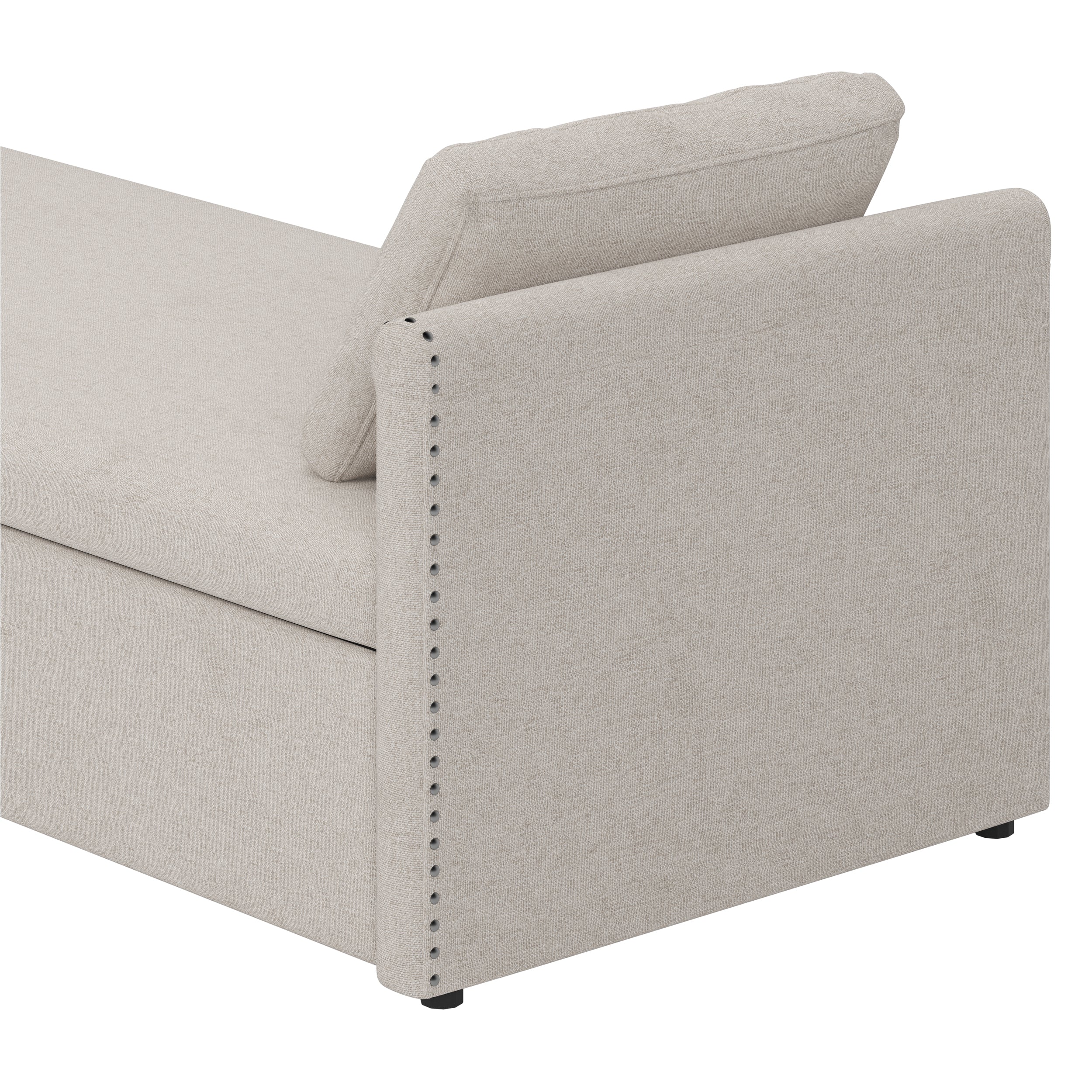Modern Lounge Chair Sofa Bed w/ 2 Drawers - without mattress (Beige)