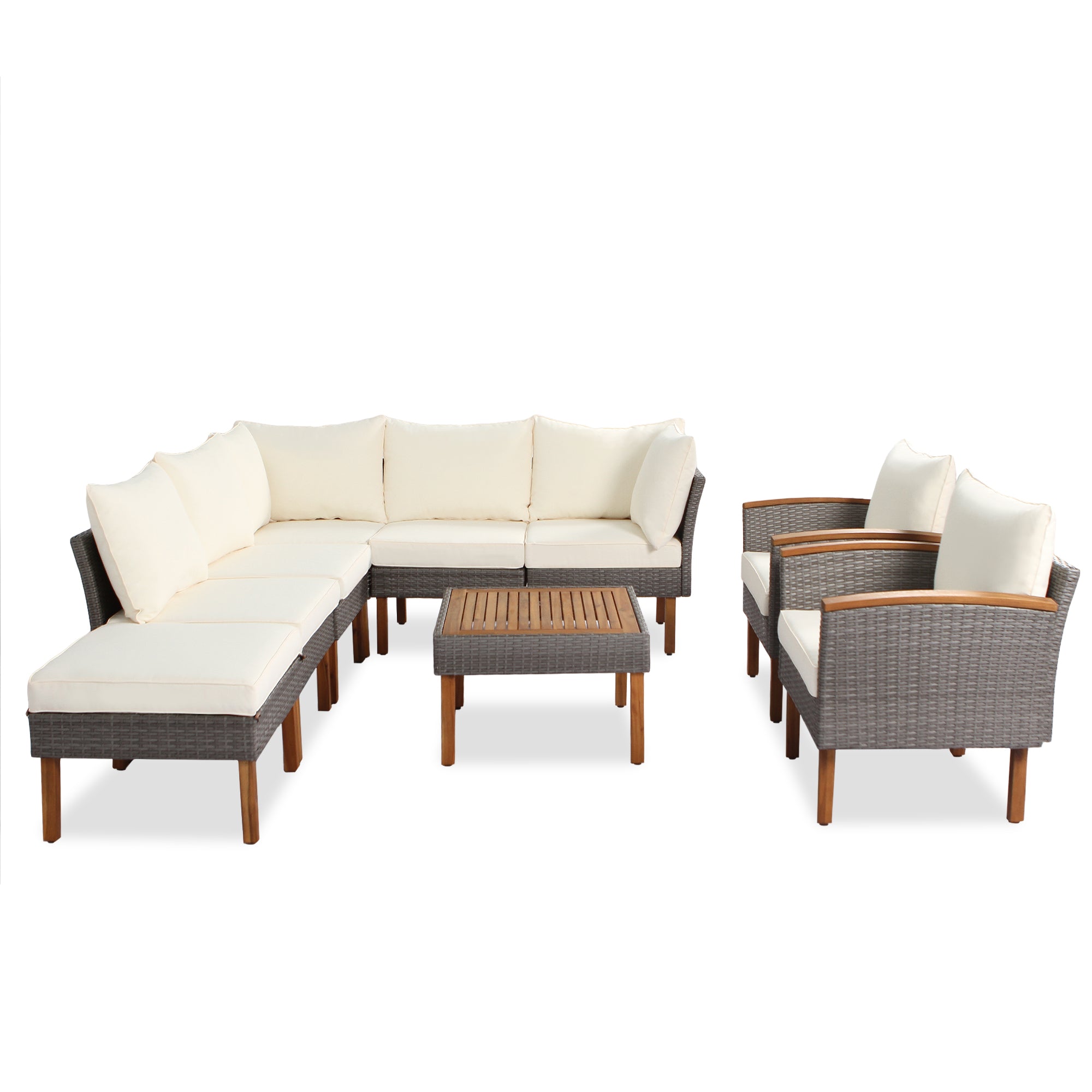 9-piece Patio Furniture Set w/ Acacia wood