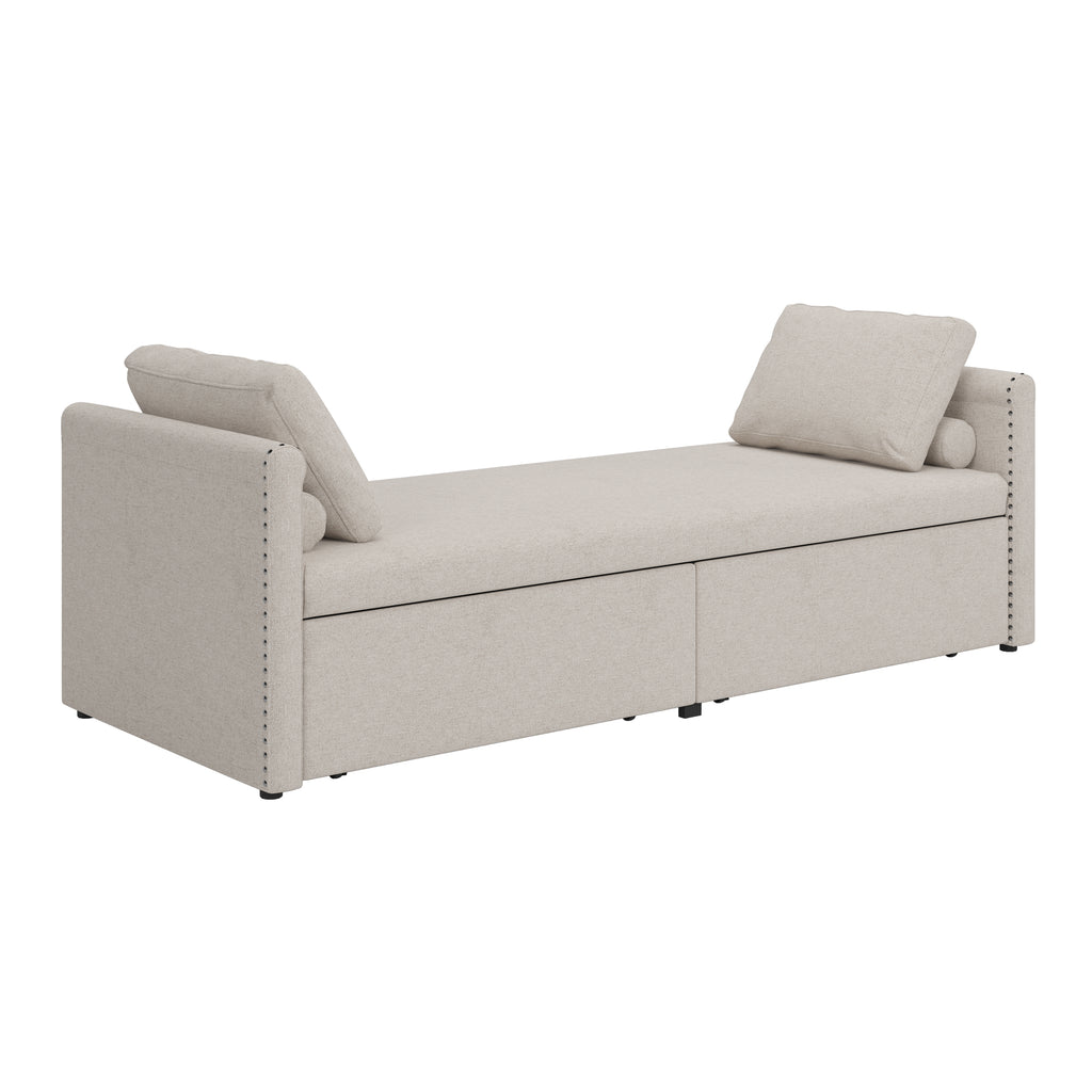 Modern Lounge Chair Sofa Bed w/ 2 Drawers - without mattress (Beige)