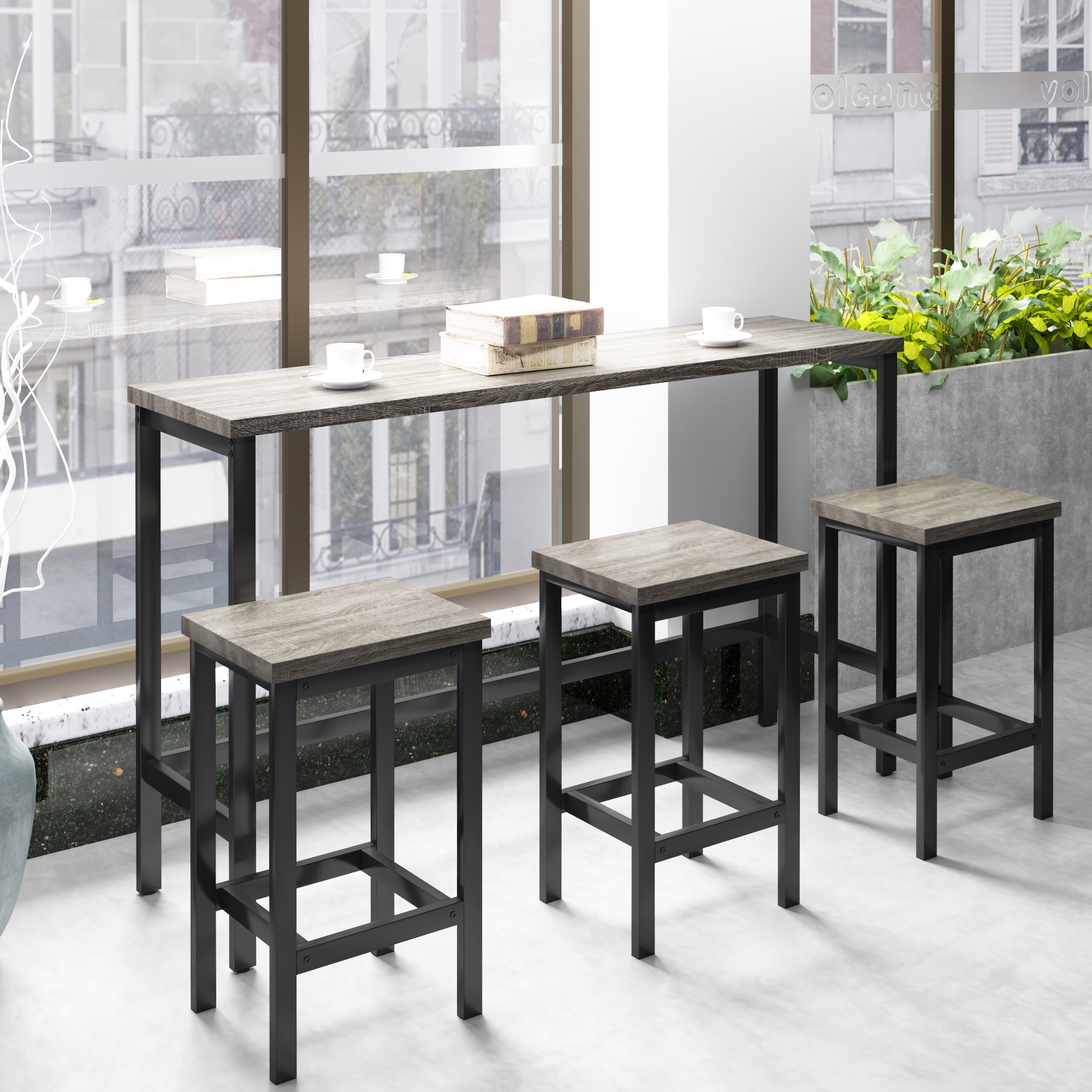 Gray 4-Piece Counter Height Table Set