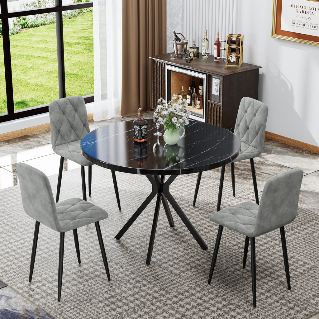 Sleek Velvet Dining Chairs - Set of 4 (Gray)
