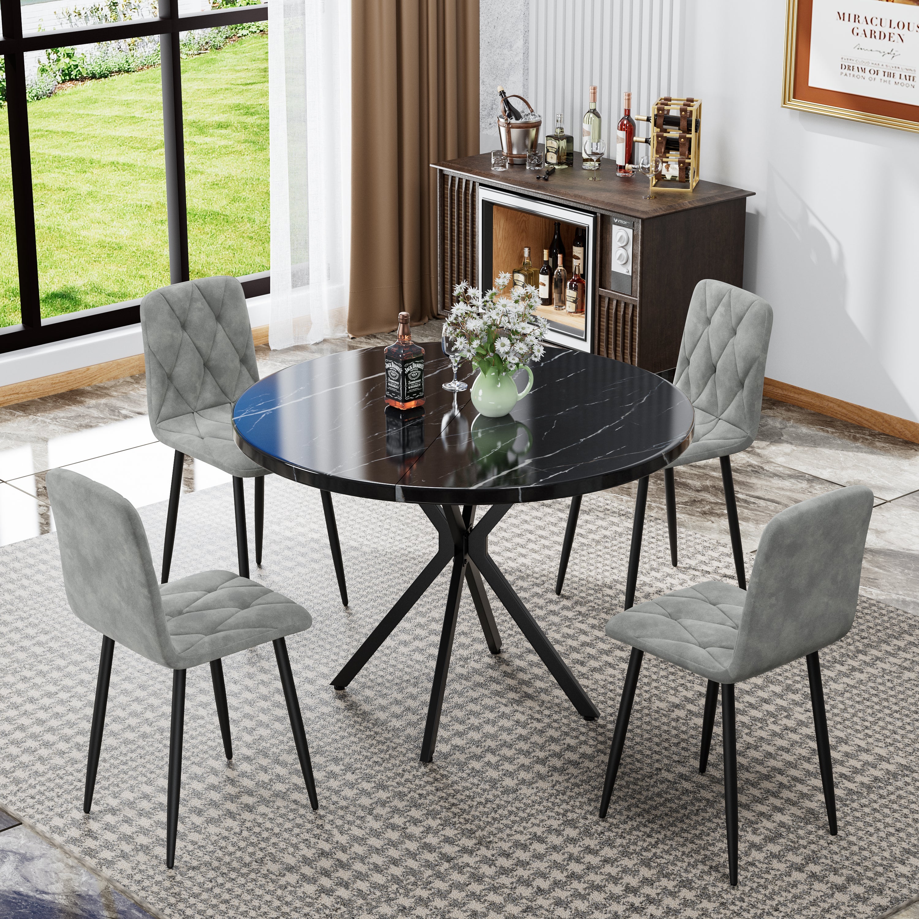 Sleek Velvet Dining Chairs - Set of 4 (Gray)