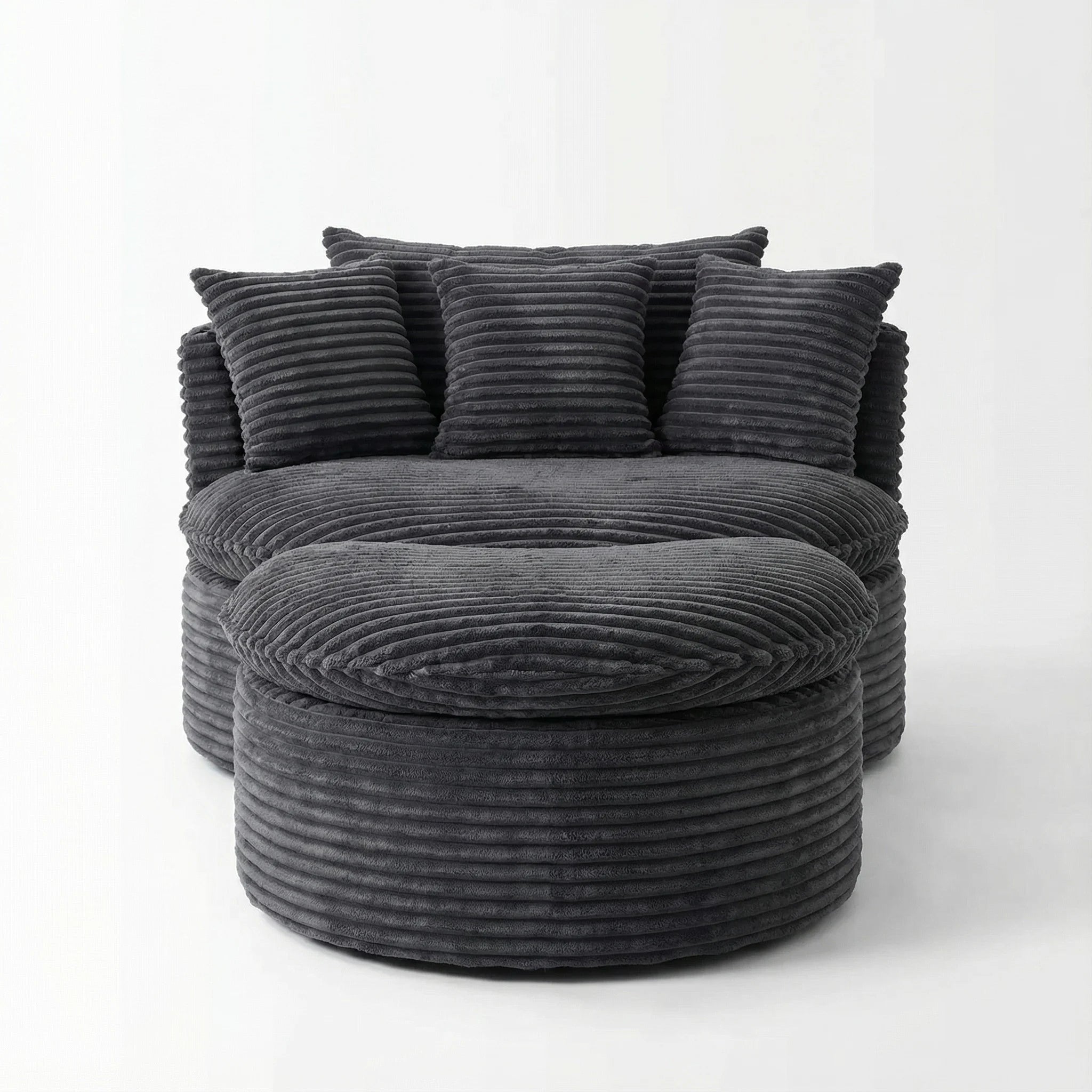 Chic Corduroy Lounger w/ Ottoman
