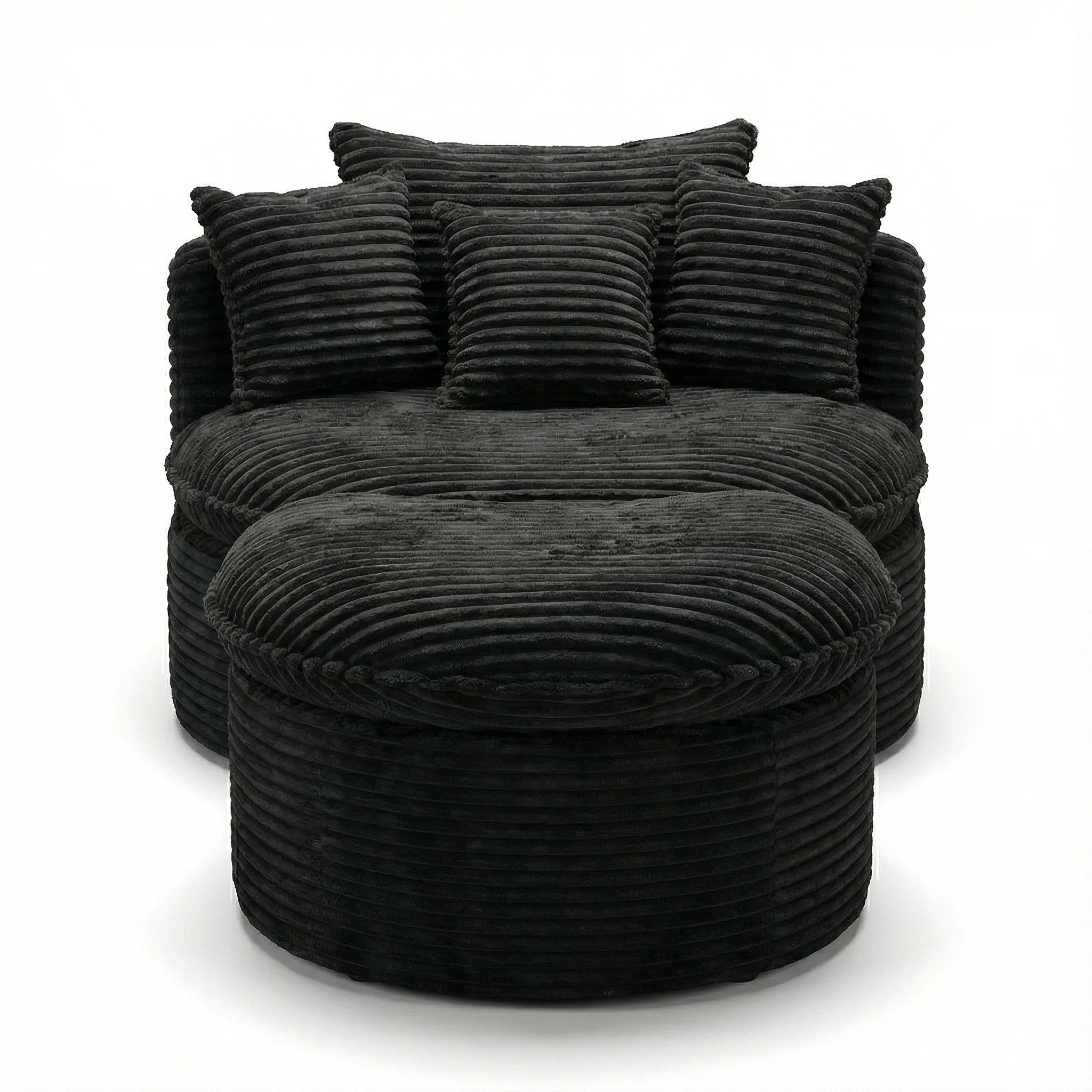 Chic Corduroy Lounger w/ Ottoman