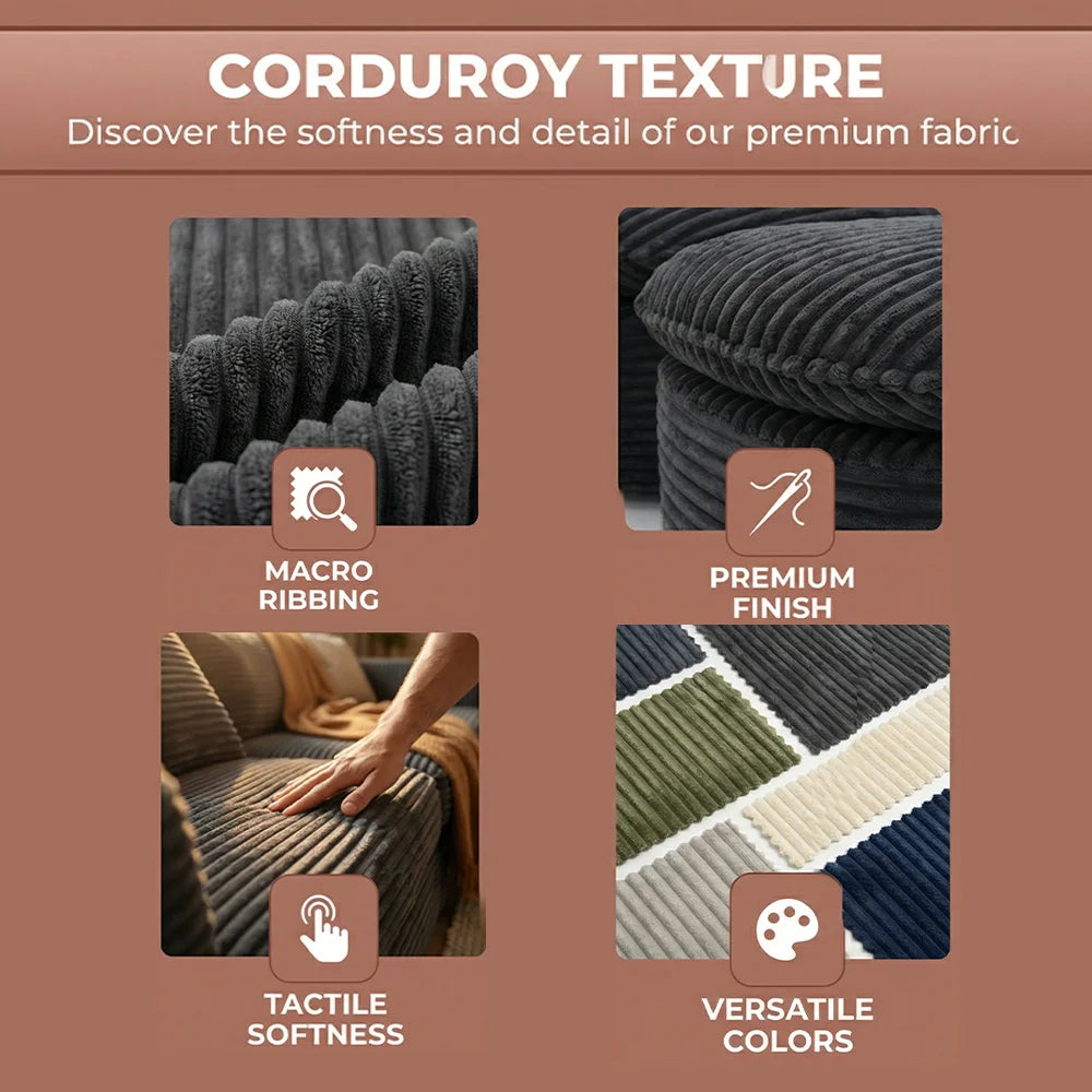 Chic Corduroy Lounger w/ Ottoman