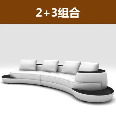 Chic Curved Genuine Leather Sectional