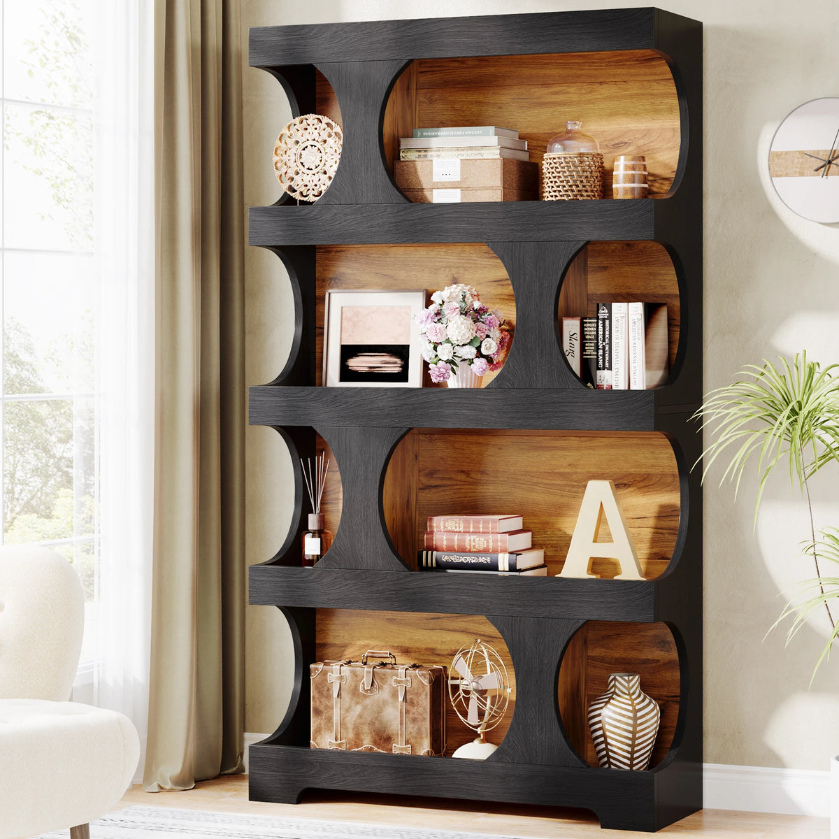 Tribesigns 4-Tier S-Shaped Bookshelf