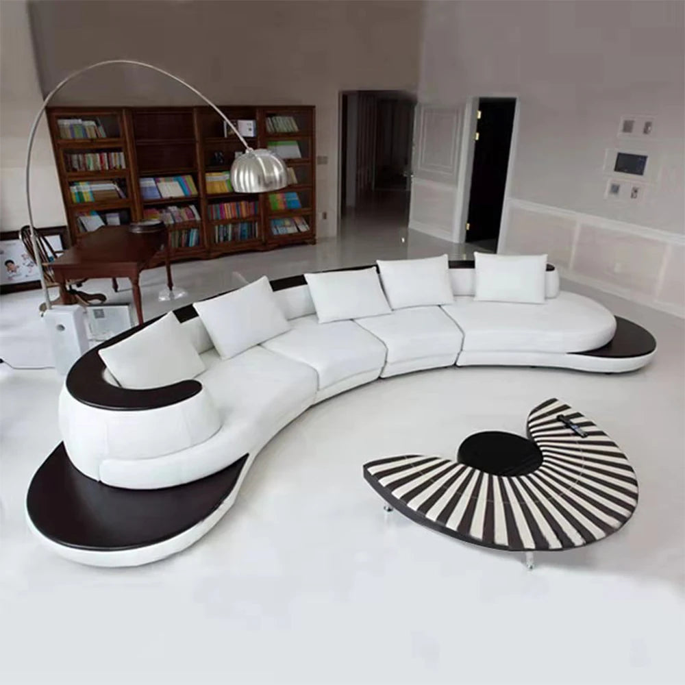 Chic Curved Genuine Leather Sectional