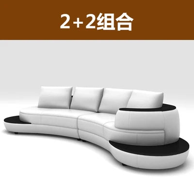 Chic Curved Genuine Leather Sectional