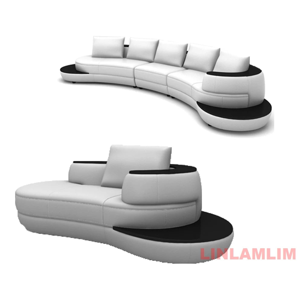 Chic Curved Genuine Leather Sectional